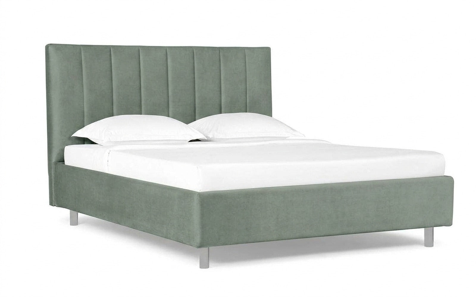 Pola Nova bed in Casanova Celadon fabric, product photo on white background