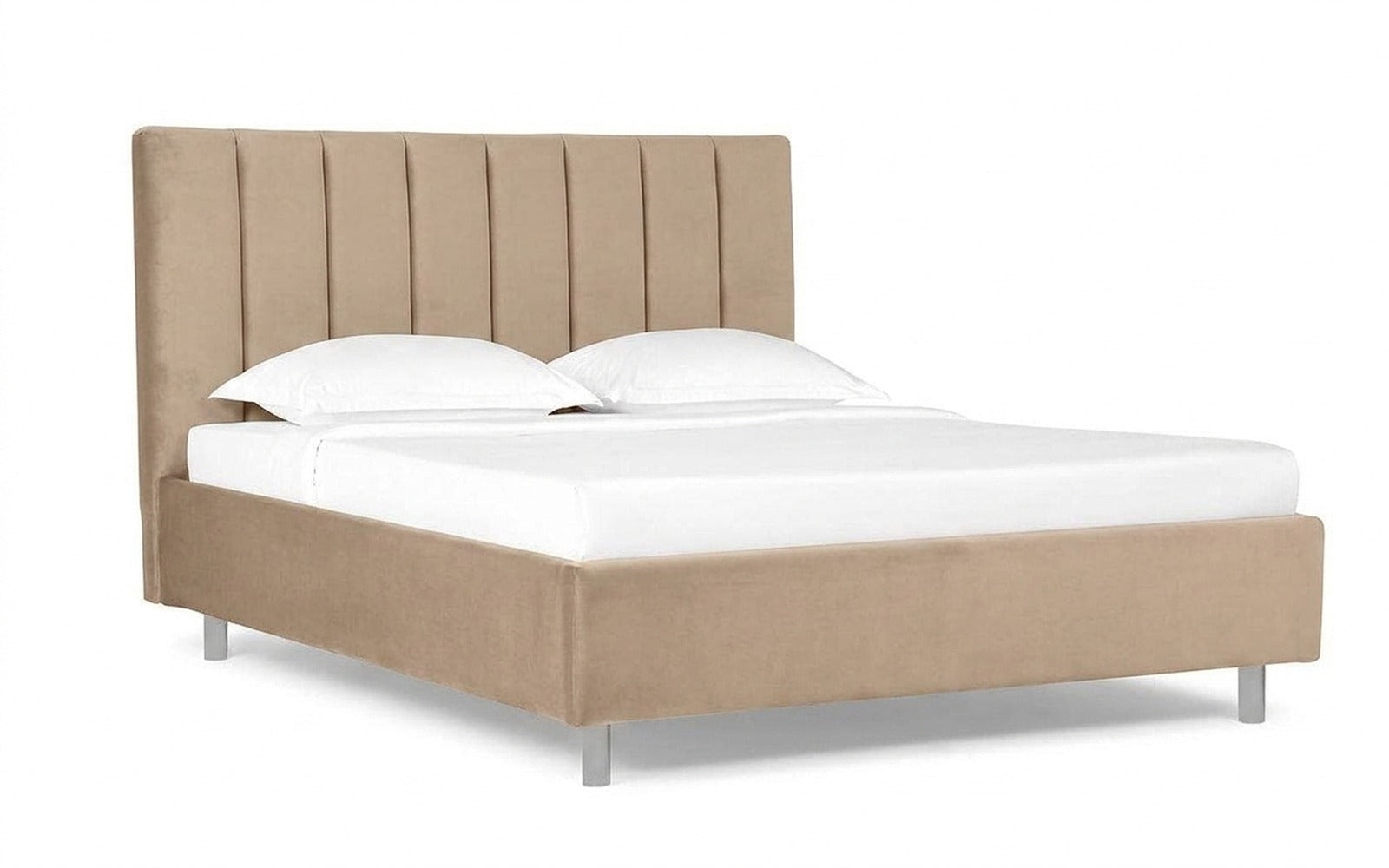 Pola Nova bed in Casanova Milk fabric, product photo on white background