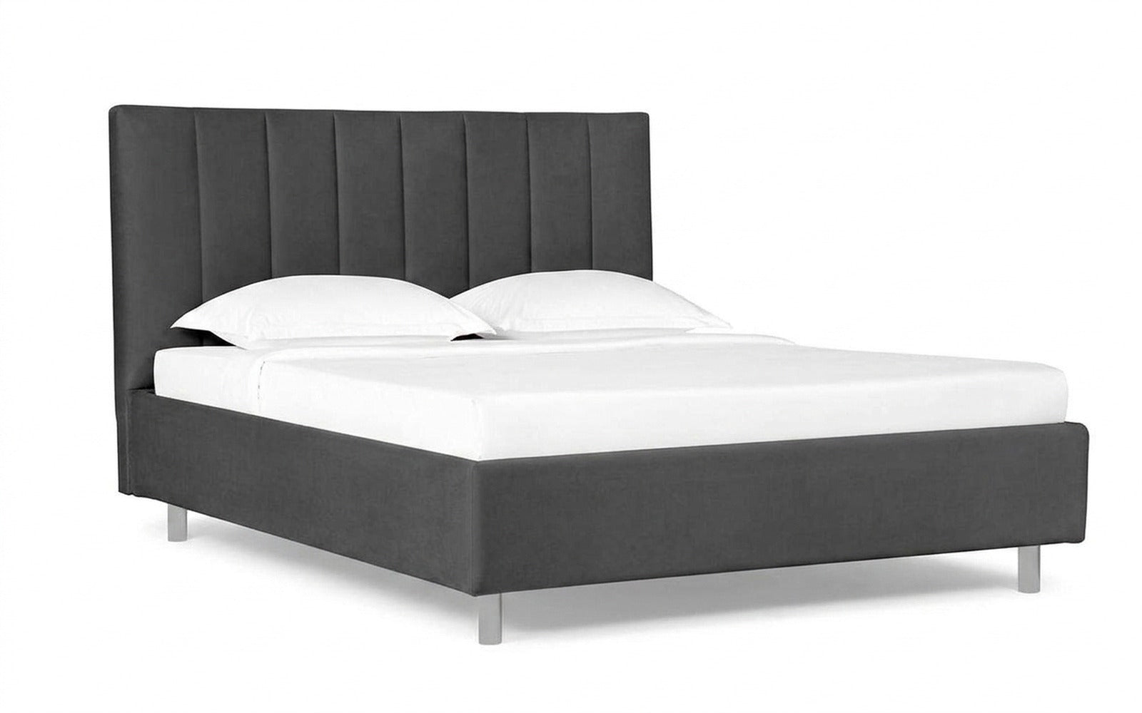 Pola Nova bed in Sky Velvet 16 fabric, product photo on white background