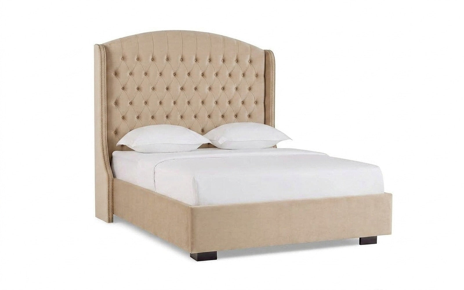 Rachel bed in Casanova Milk fabric, product photo on white background
