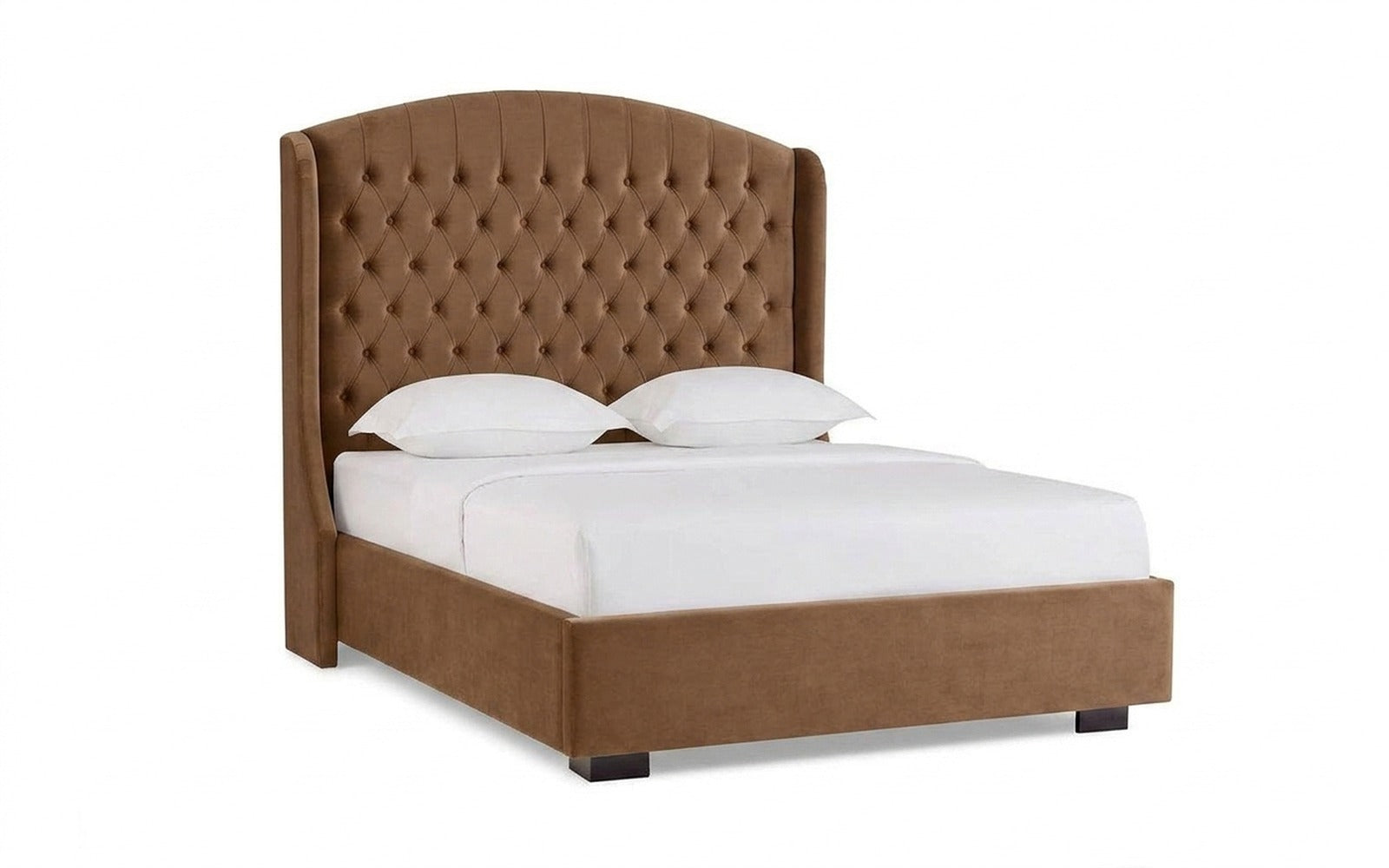 Rachel bed in Casanova Stone fabric, product photo on white background