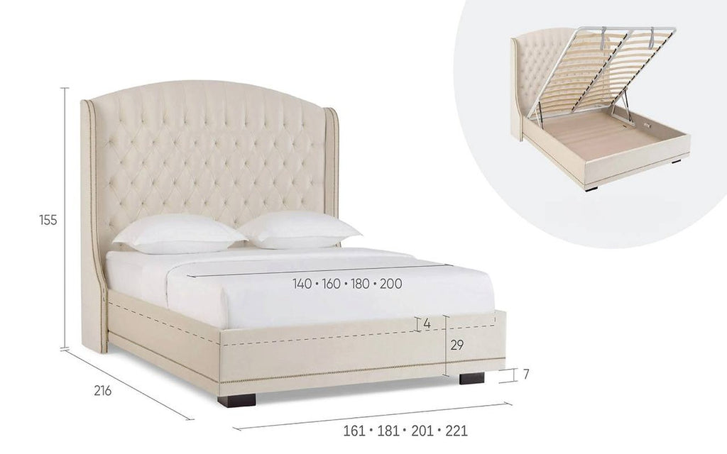 Rachel bed, product photo on white background, view 2
