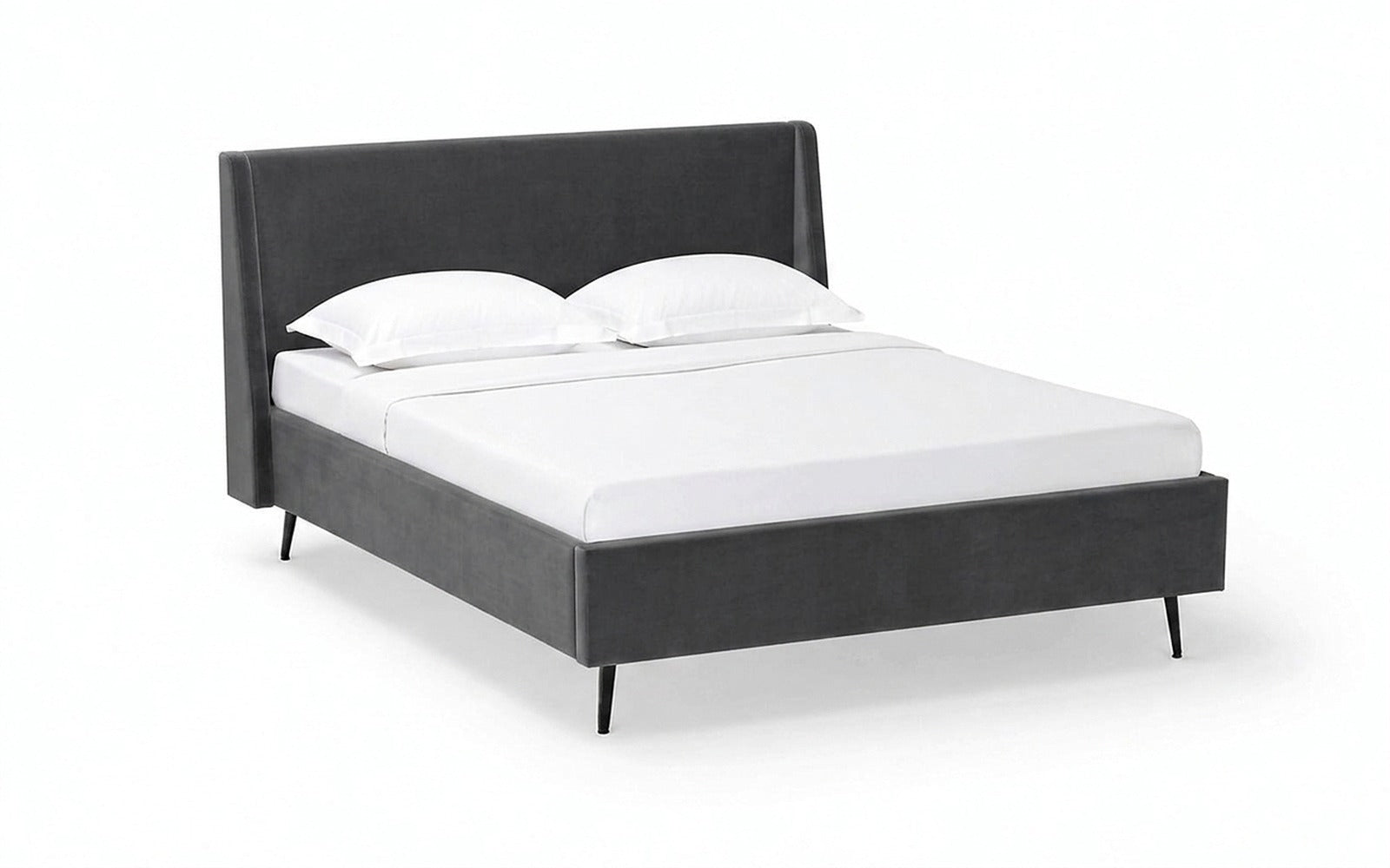 Relax Nova bed in Sky Velvet 16 fabric, product photo on white background