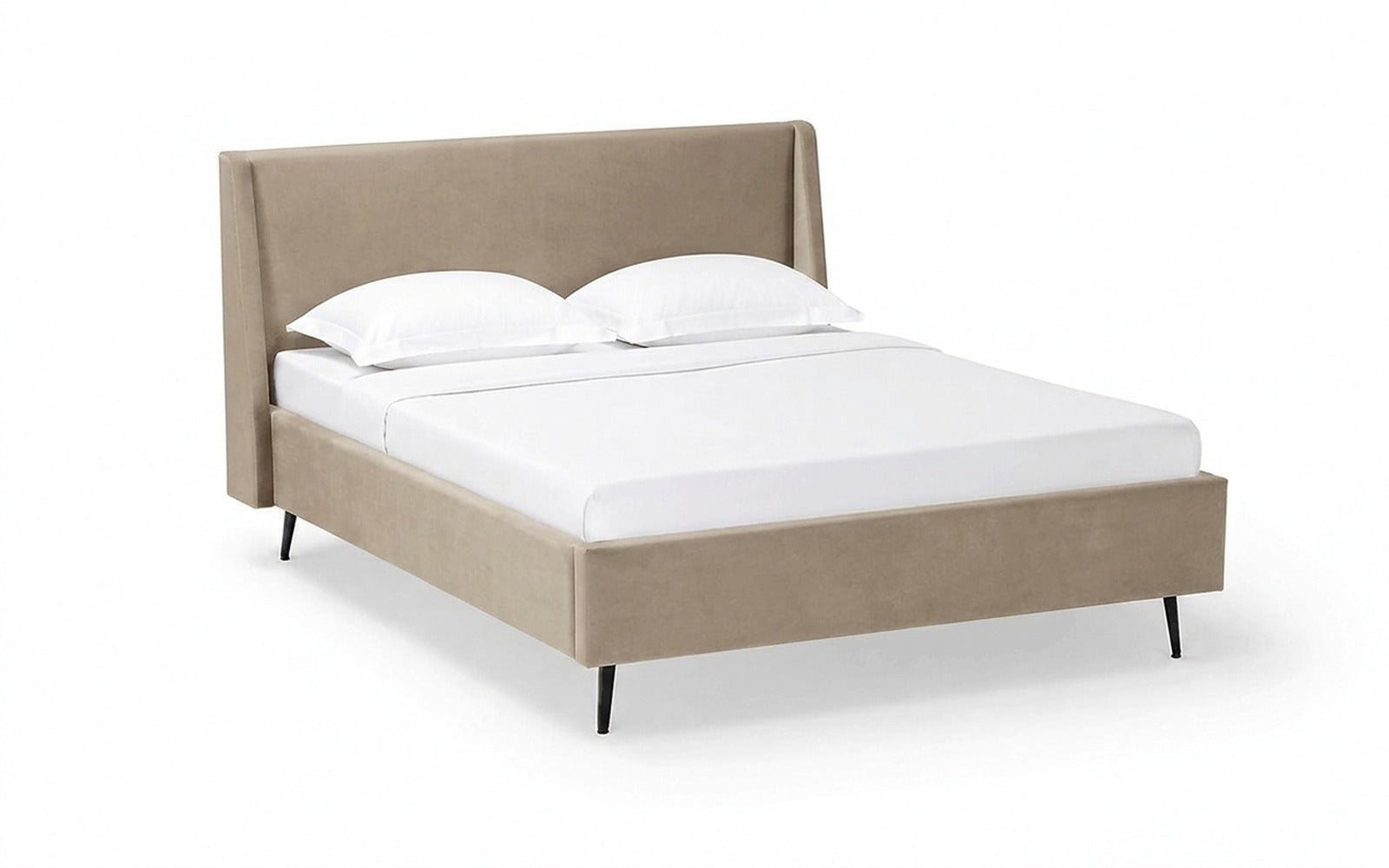 Relax Nova bed in Sky Velvet 21 fabric, product photo on white background