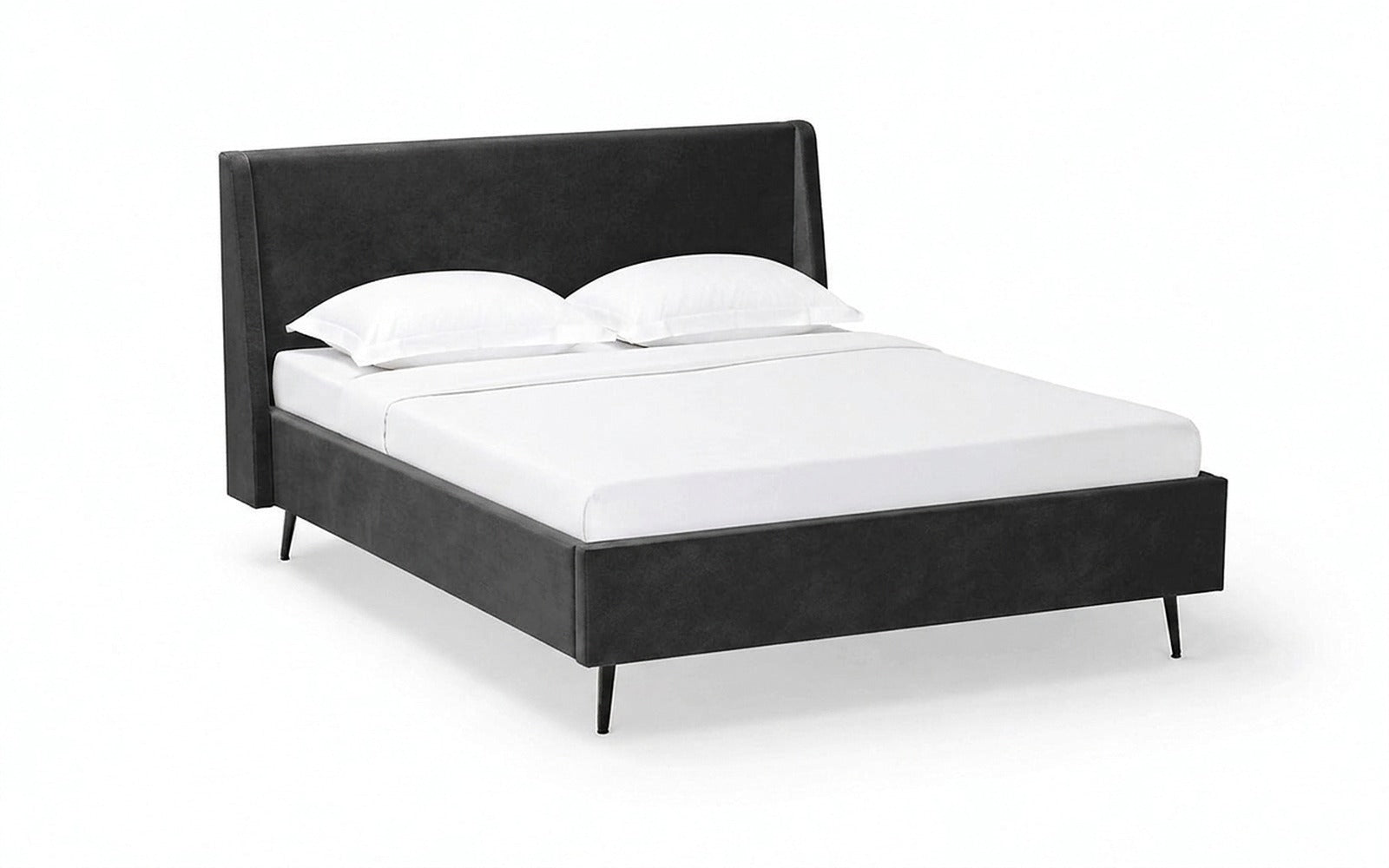 Relax Nova bed in Sky Velvet 38 fabric, product photo on white background