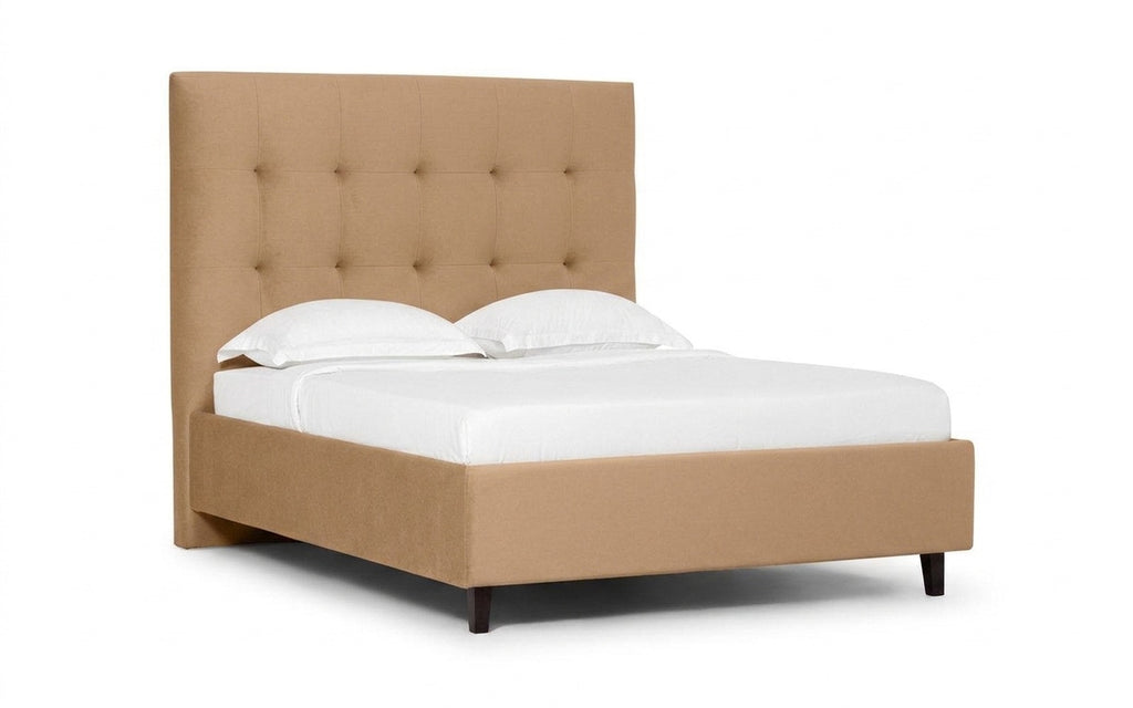 Silvana Nova bed in Casanova Beige fabric, product photo on white background