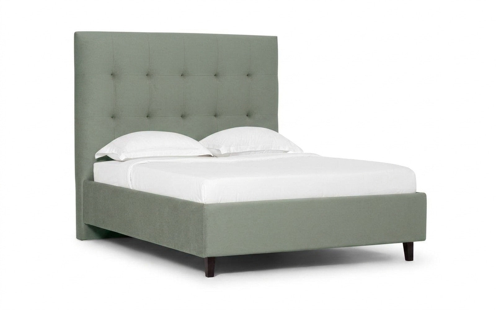 Silvana Nova bed in Casanova Celadon fabric, product photo on white background