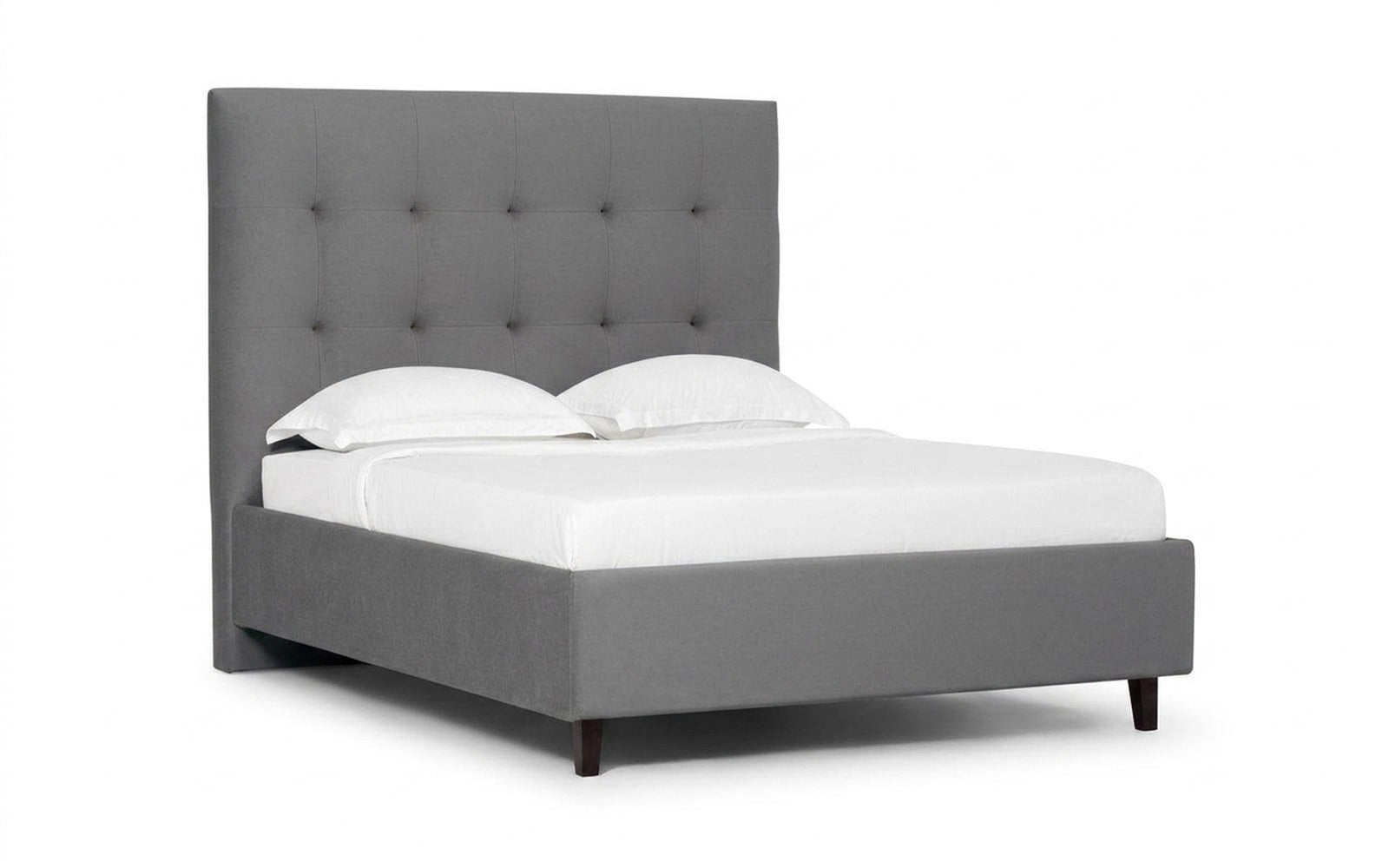 Silvana Nova bed in Sky Velvet 08 fabric, product photo on white background