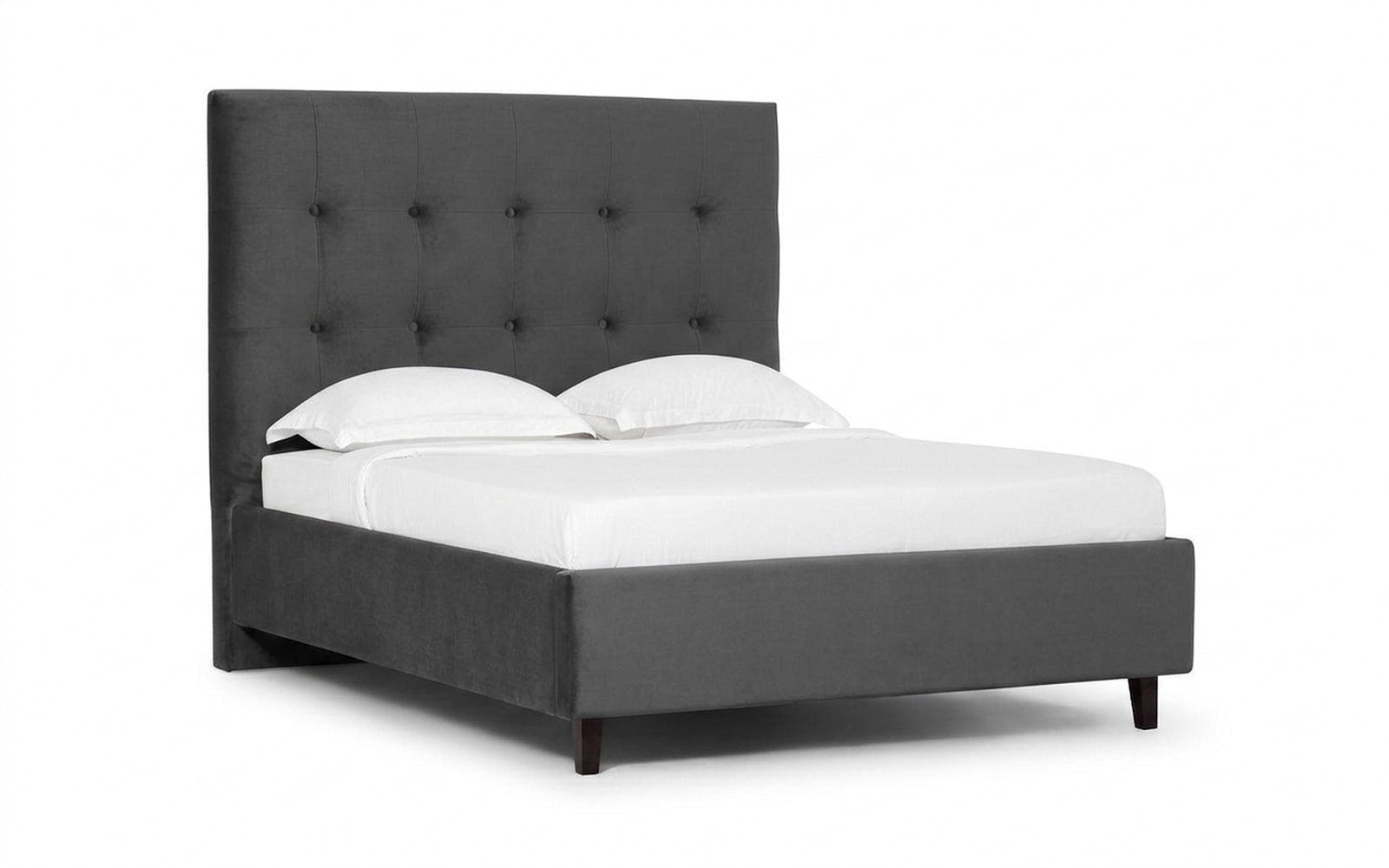 Silvana Nova bed in Sky Velvet 16 fabric, product photo on white background