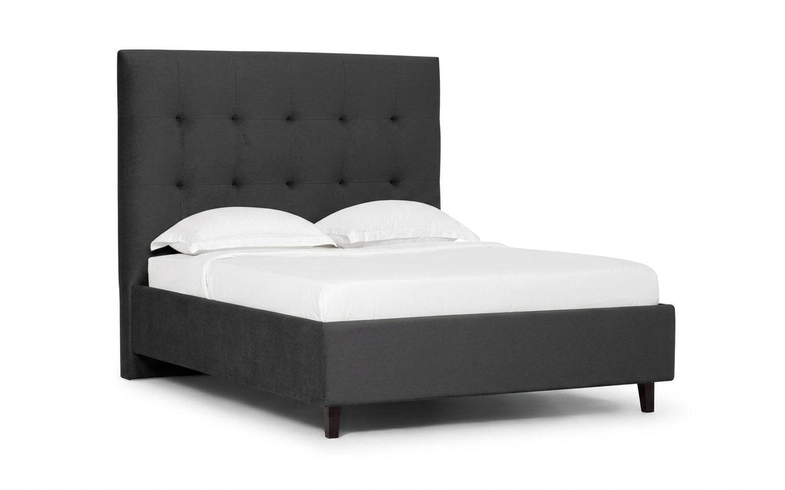 Silvana Nova bed in Sky Velvet 38 fabric, product photo on white background