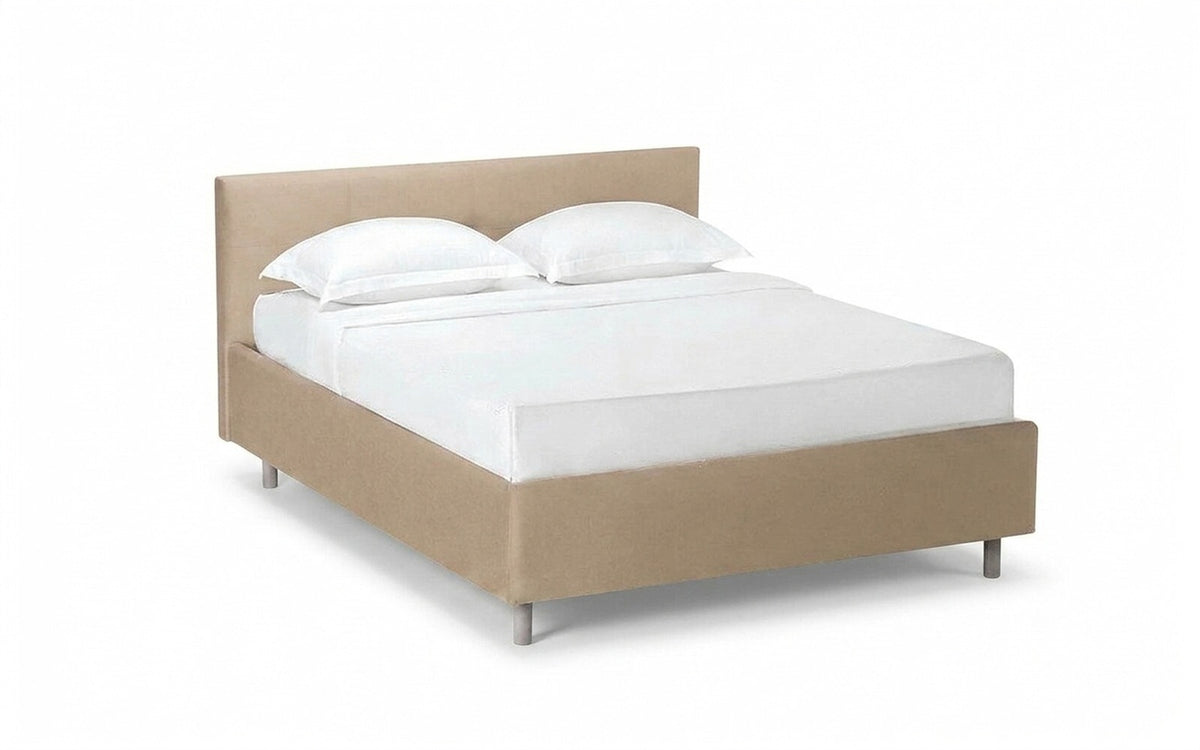 Vanessa Nova bed in Casanova Milk fabric, product photo on white background