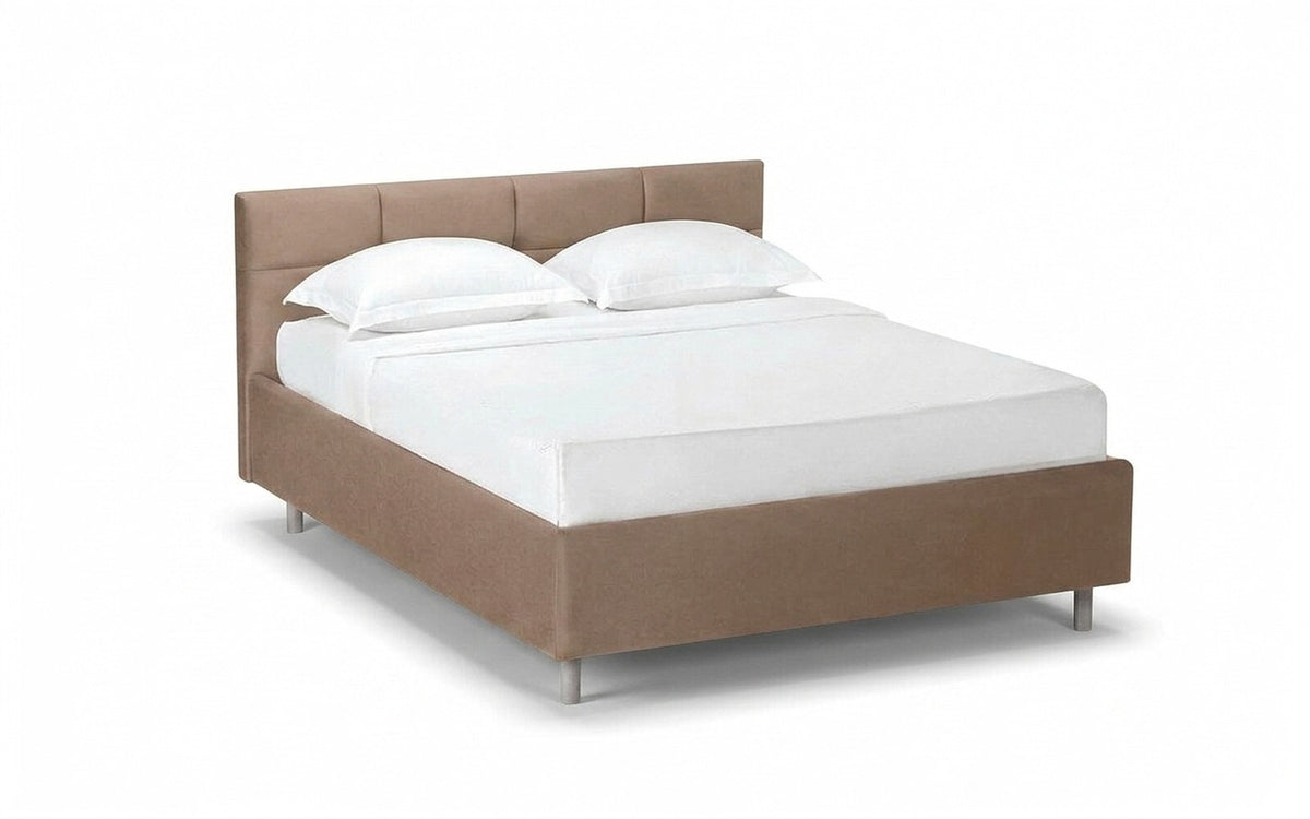 Vanessa Nova bed in Casanova Stone fabric, product photo on white background