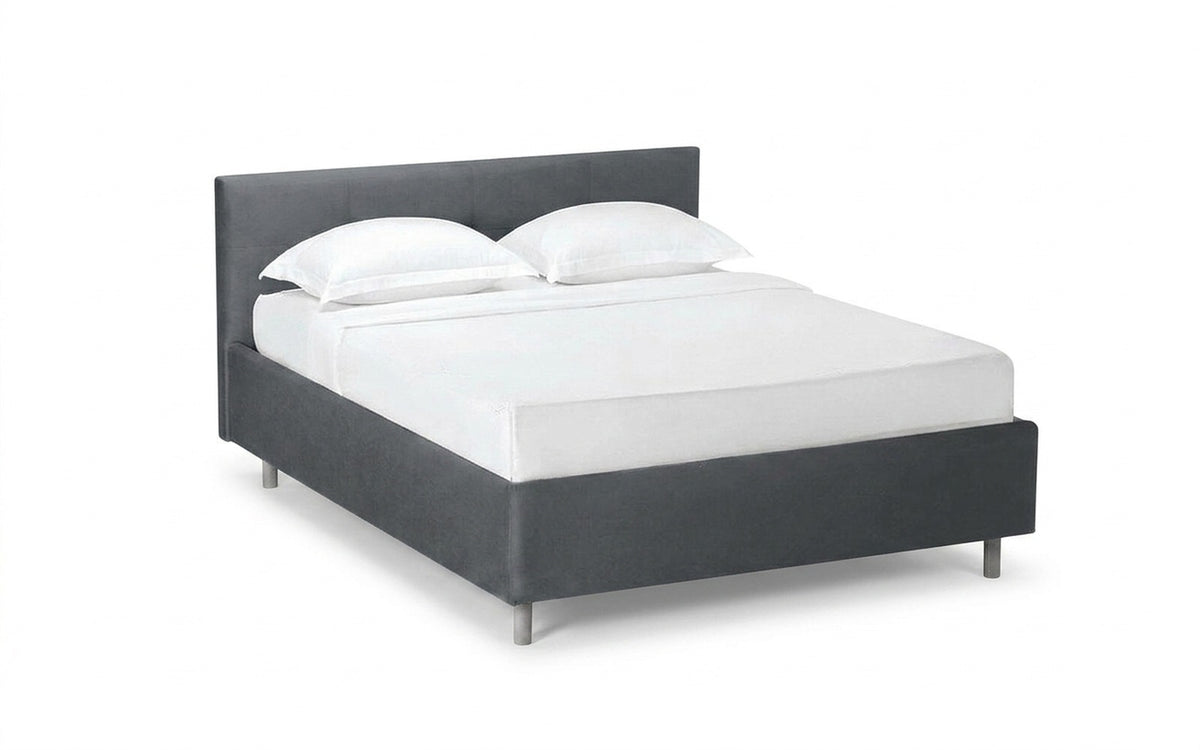 Vanessa Nova bed in Shammy Frosty fabric, product photo on white background