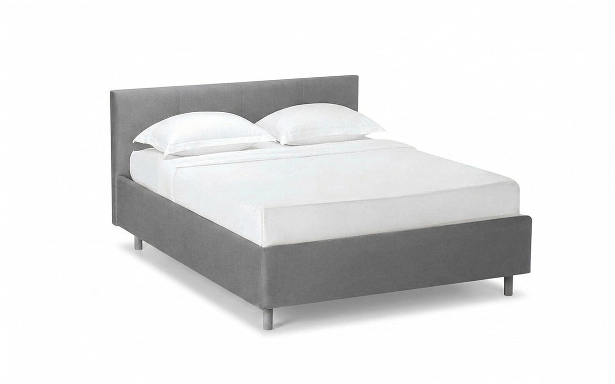 Vanessa Nova bed in Sky Velvet 08 fabric, product photo on white background