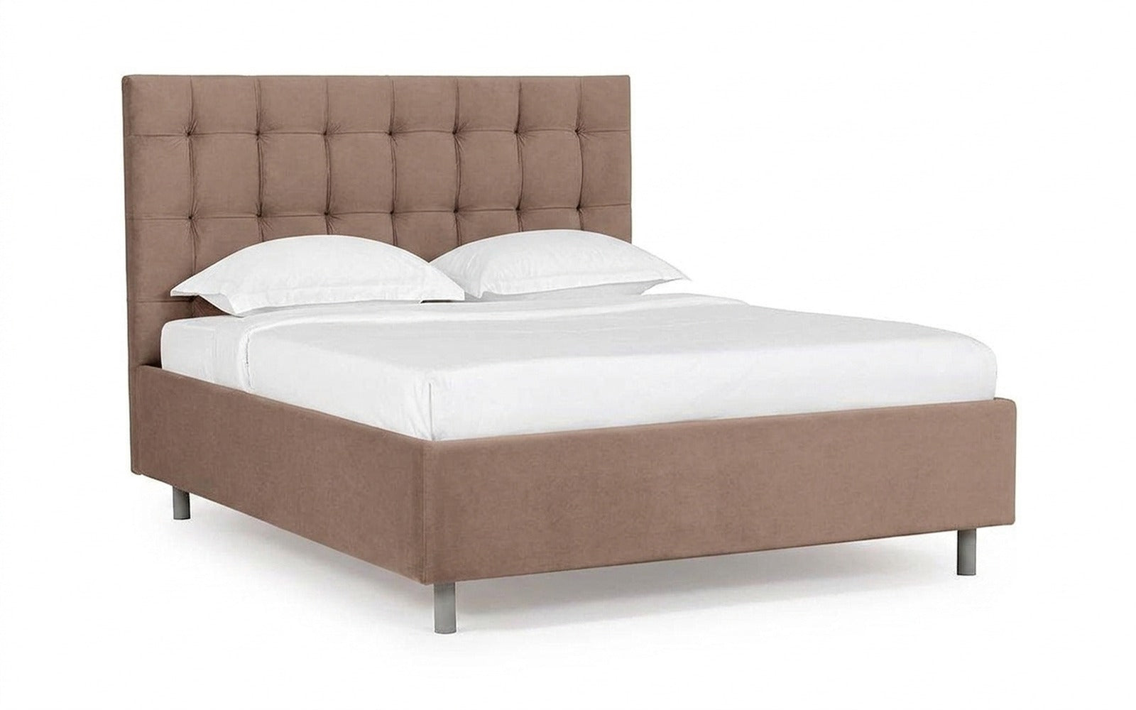 Virginio Nova bed in Casanova Stone fabric, product photo on white background