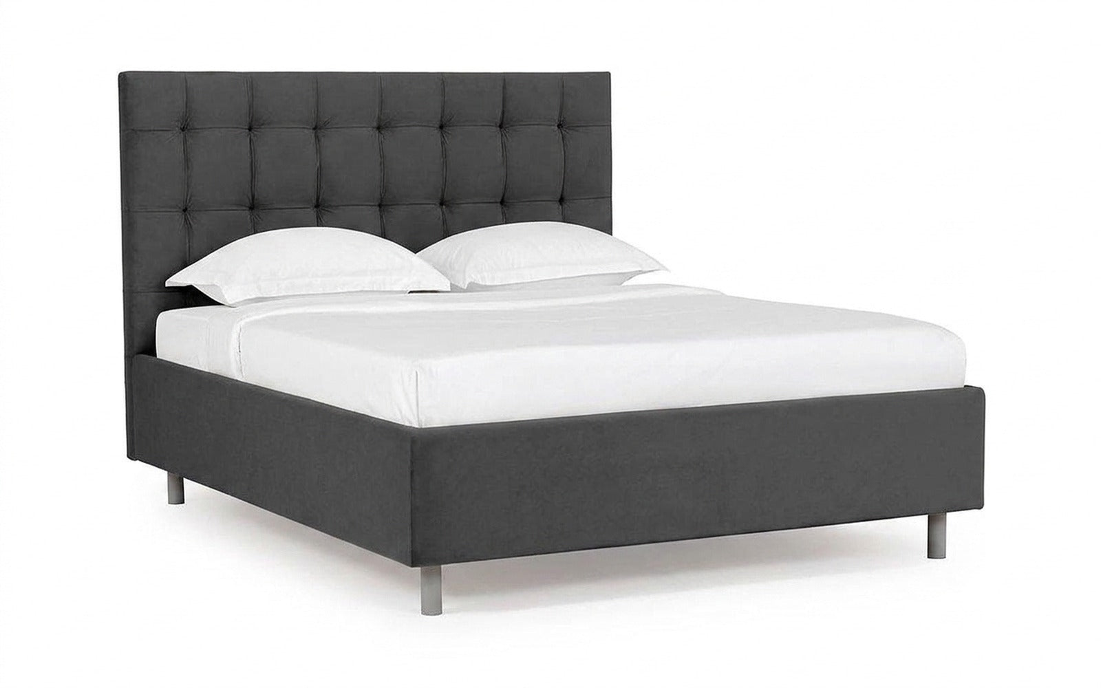 Virginio Nova bed in Sky Velvet 16 fabric, product photo on white background