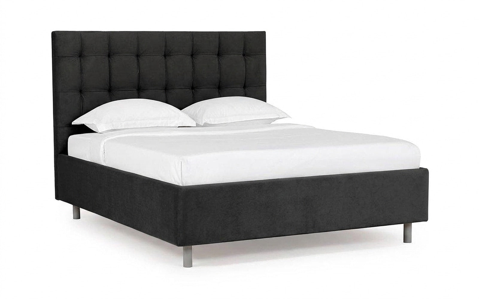 Virginio Nova bed in Sky Velvet 38 fabric, product photo on white background