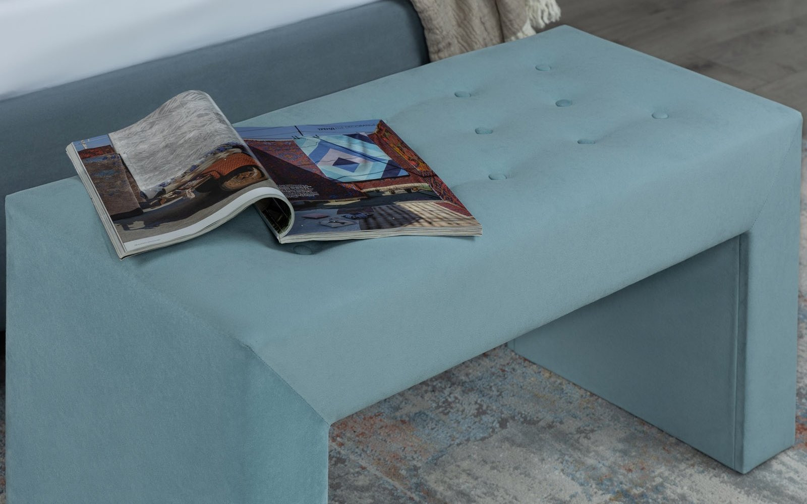 Enigma bedroom bench in a bedroom interior, view 3