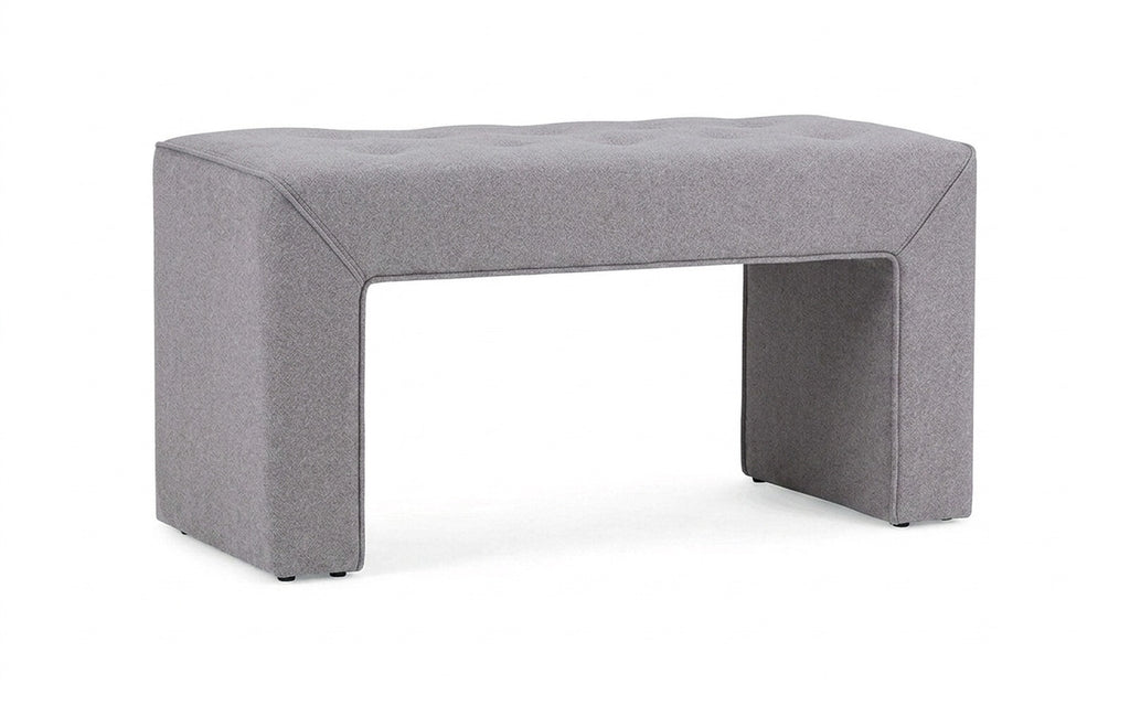 Enigma bench in Aura 03 fabric, product photo on white background
