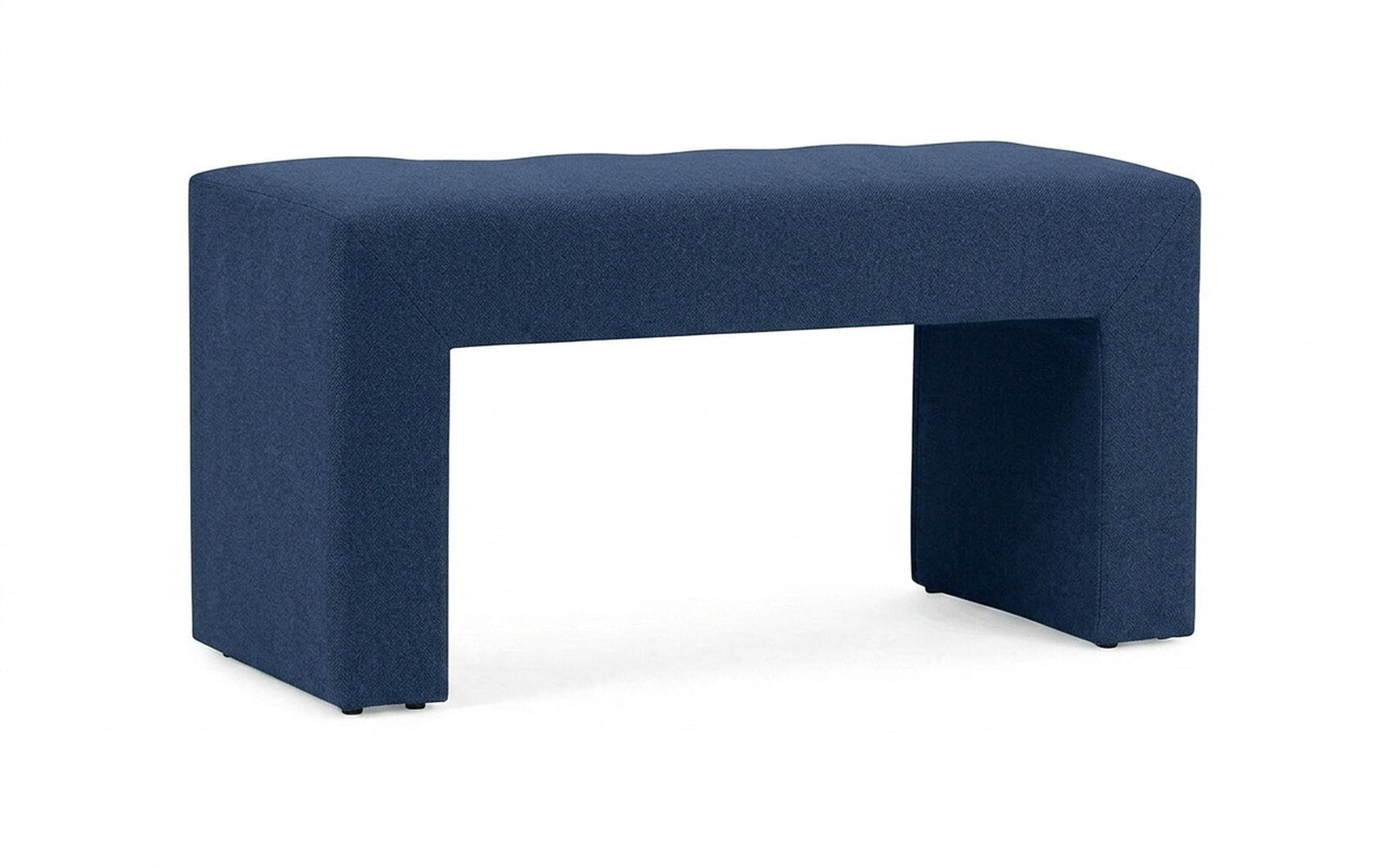 Enigma bench in Aura 18 fabric, product photo on white background