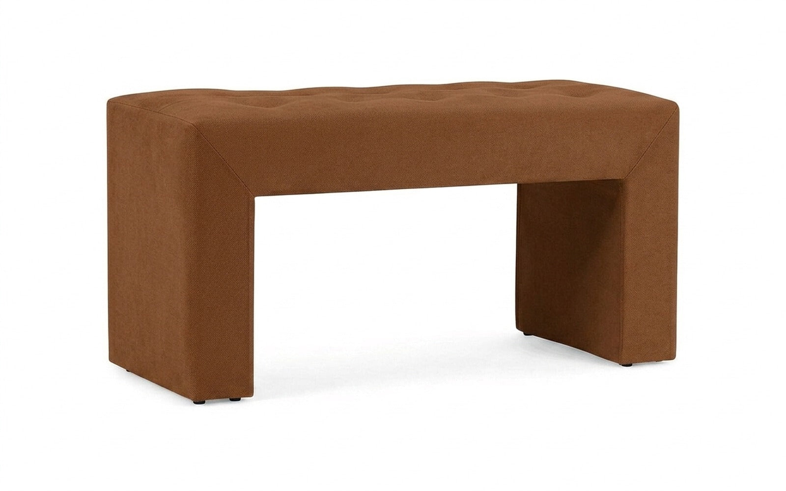 Enigma bench in Casanova Desert fabric, product photo on white background