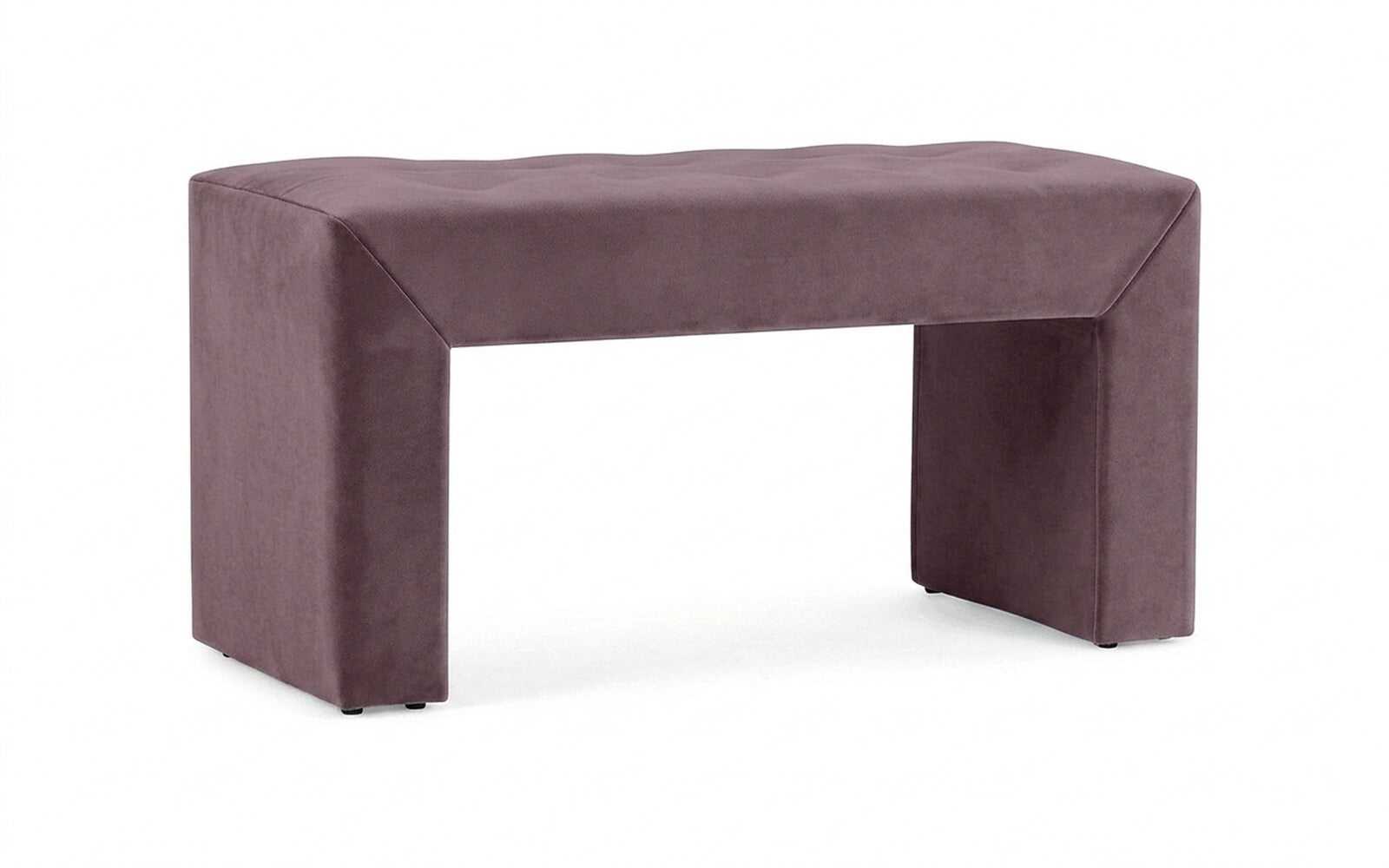 Enigma bench in Casanova Lilac fabric, product photo on white background