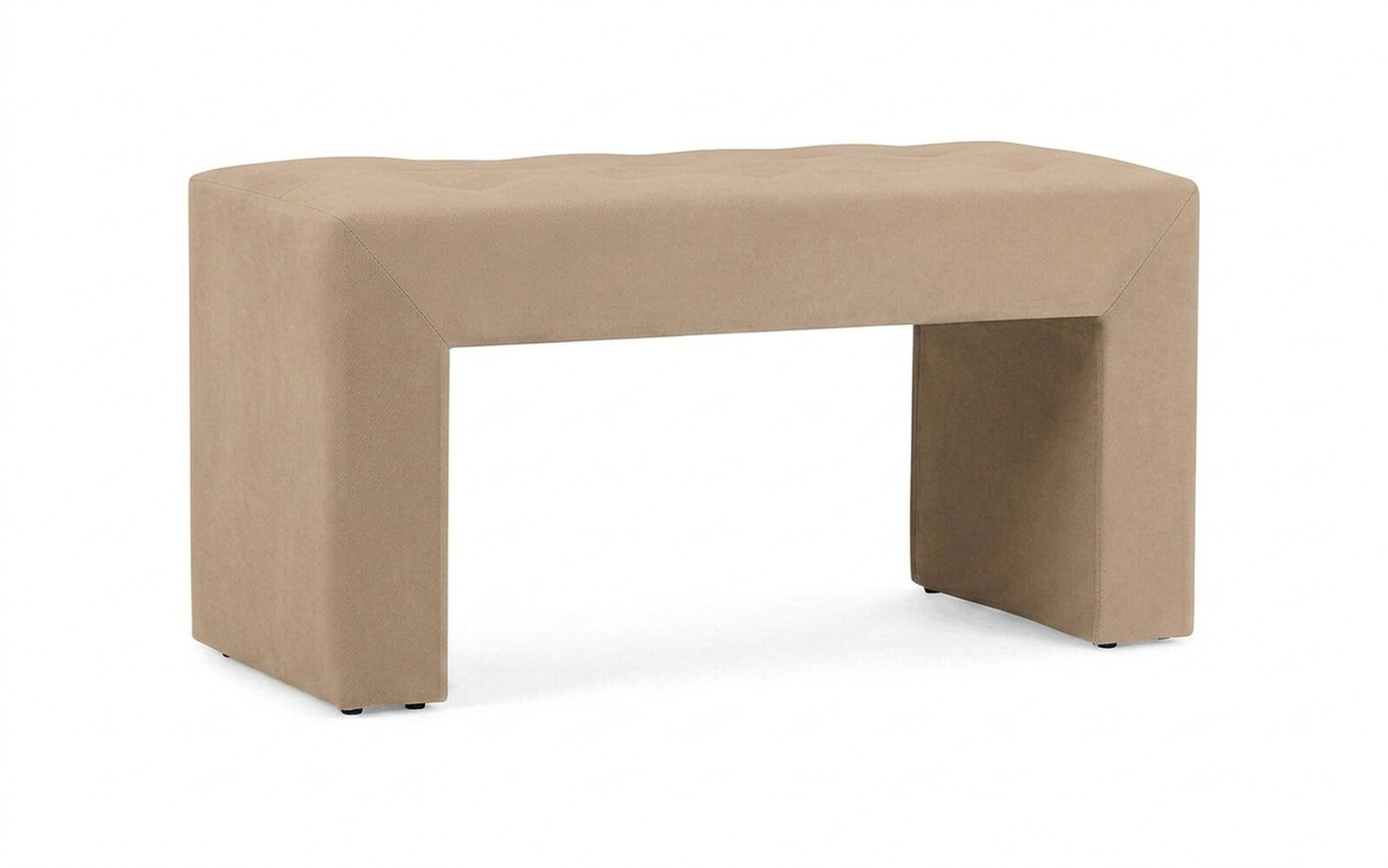 Enigma bench in Casanova Milk fabric, product photo on white background