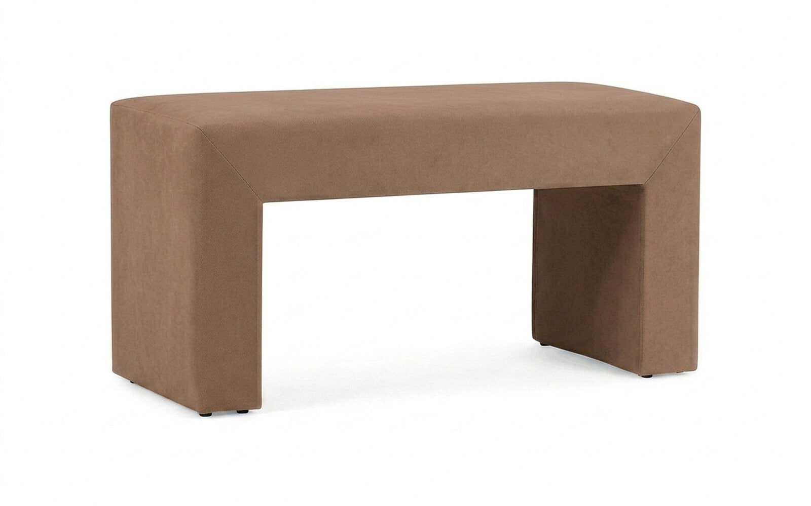 Enigma bench in Casanova Stone fabric, product photo on white background