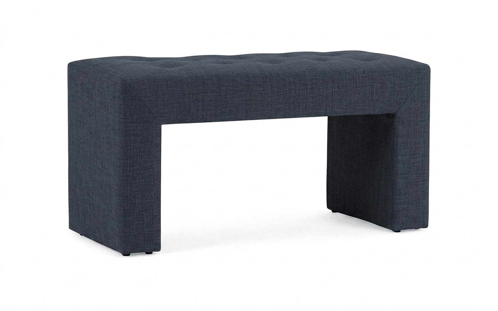 Enigma bench in Lidot Blue fabric, product photo on white background