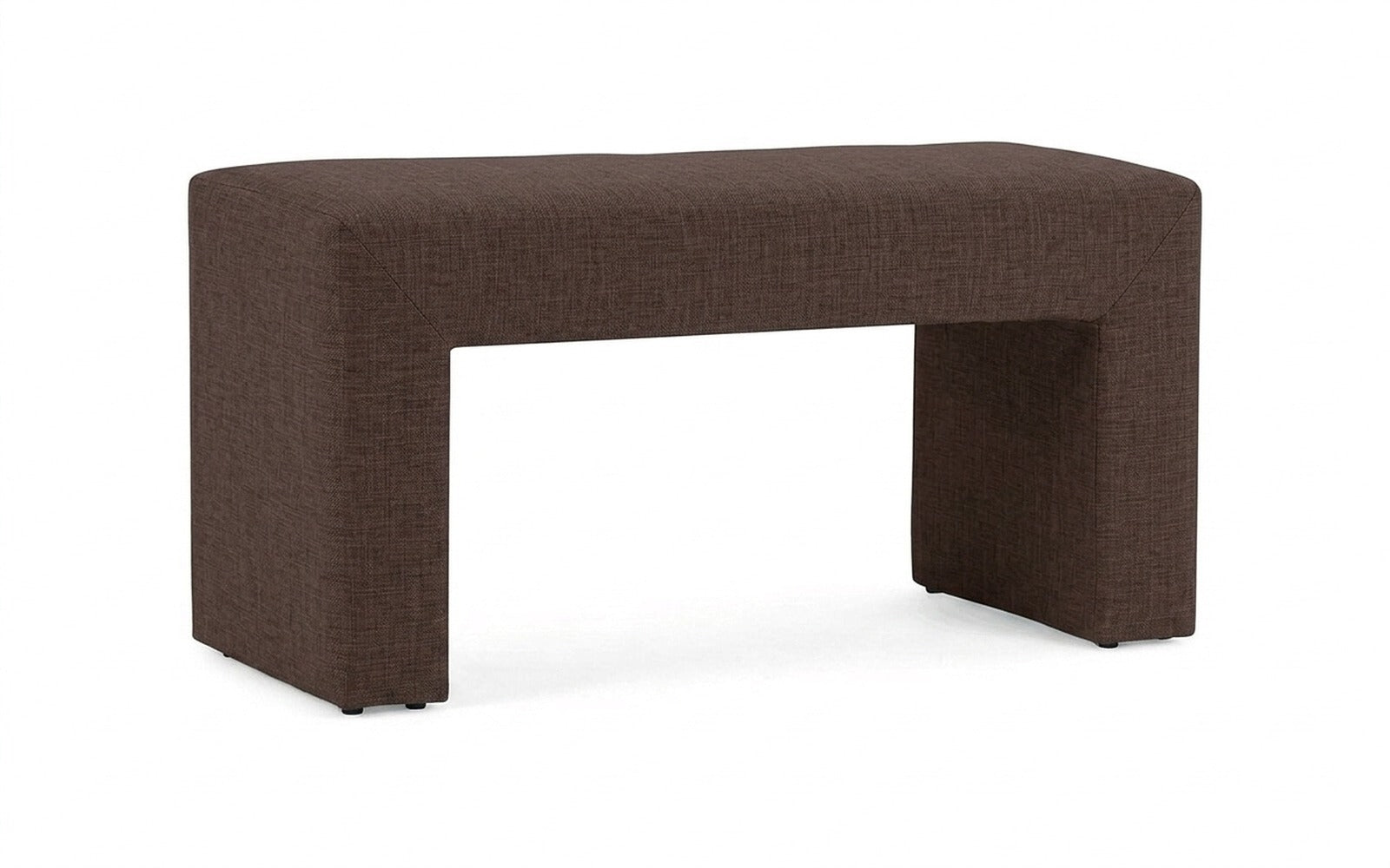 Enigma bench in Lidot Brown fabric, product photo on white background