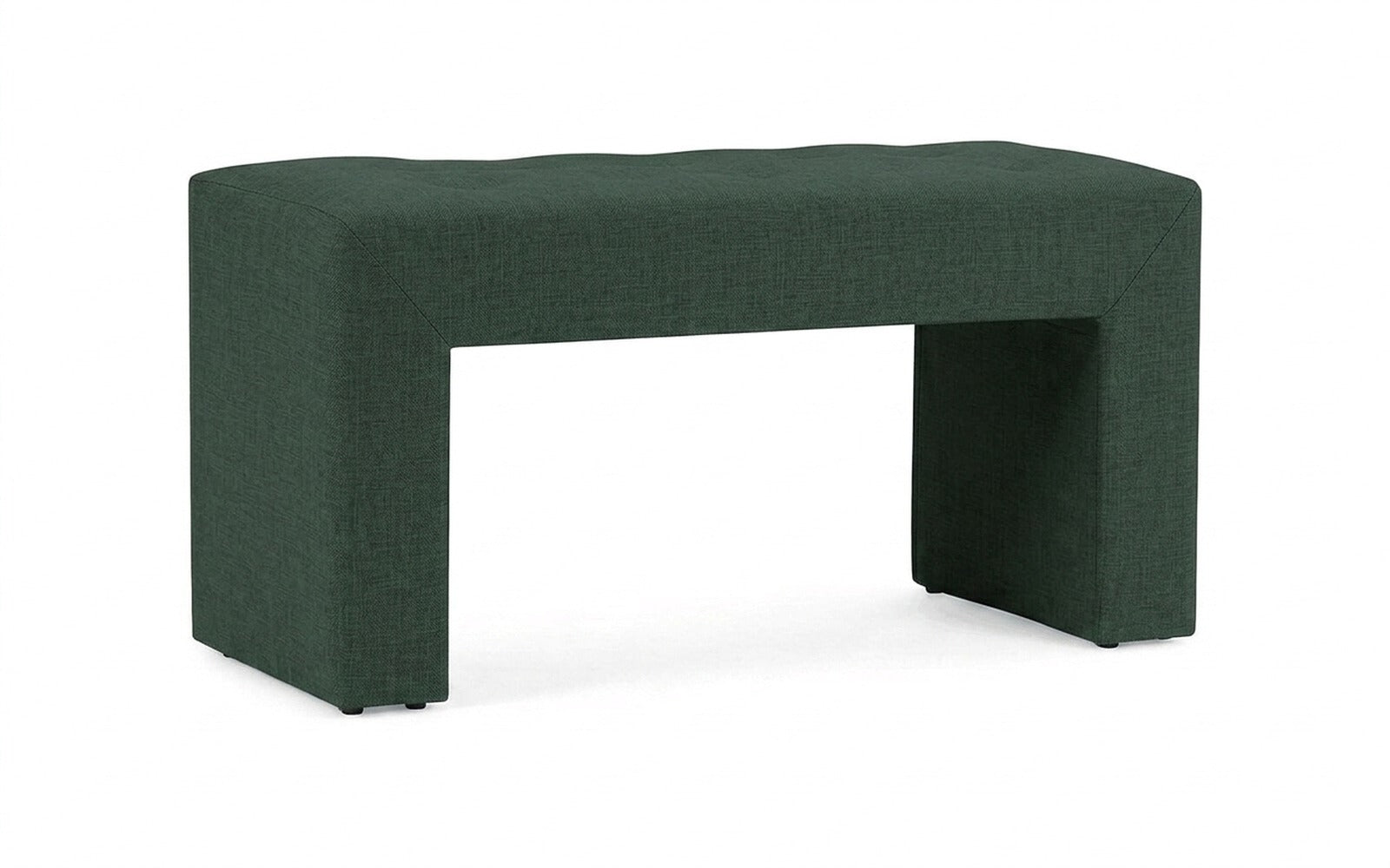 Enigma bench in Lidot Green fabric, product photo on white background