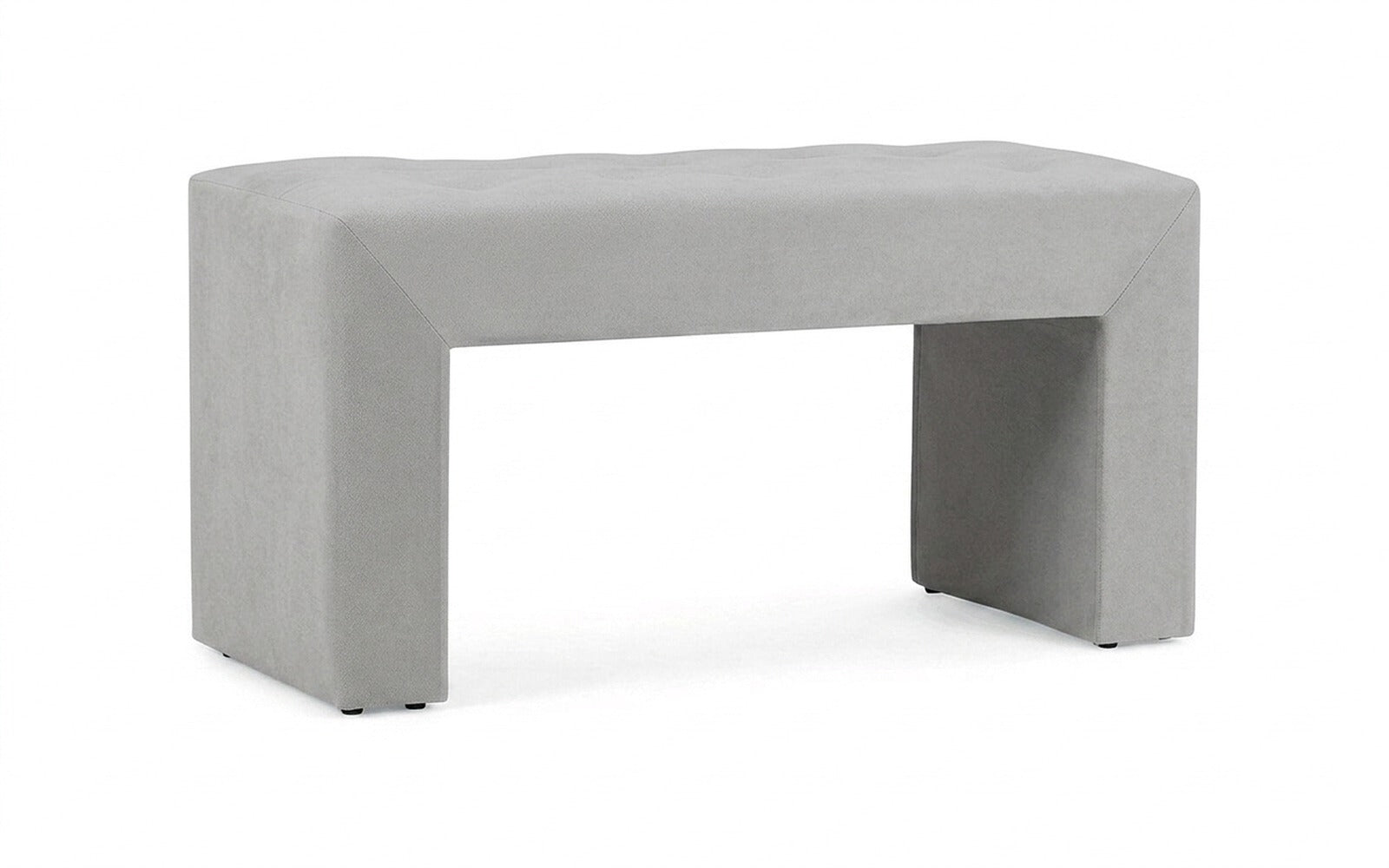 Enigma bench in Prime Grey fabric, product photo on white background