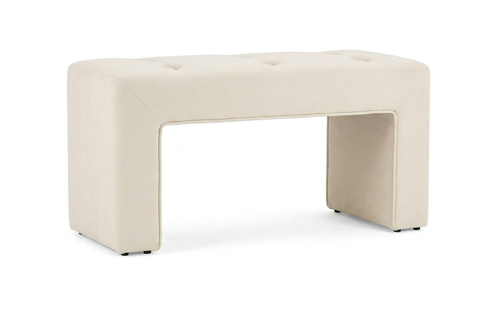 Enigma bench in Prime White fabric, product photo on white background