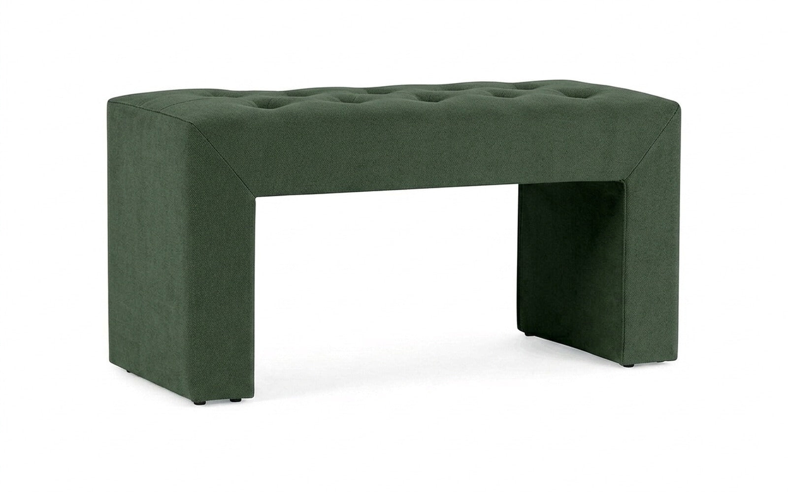 Enigma bench in Royal I Field fabric, product photo on white background