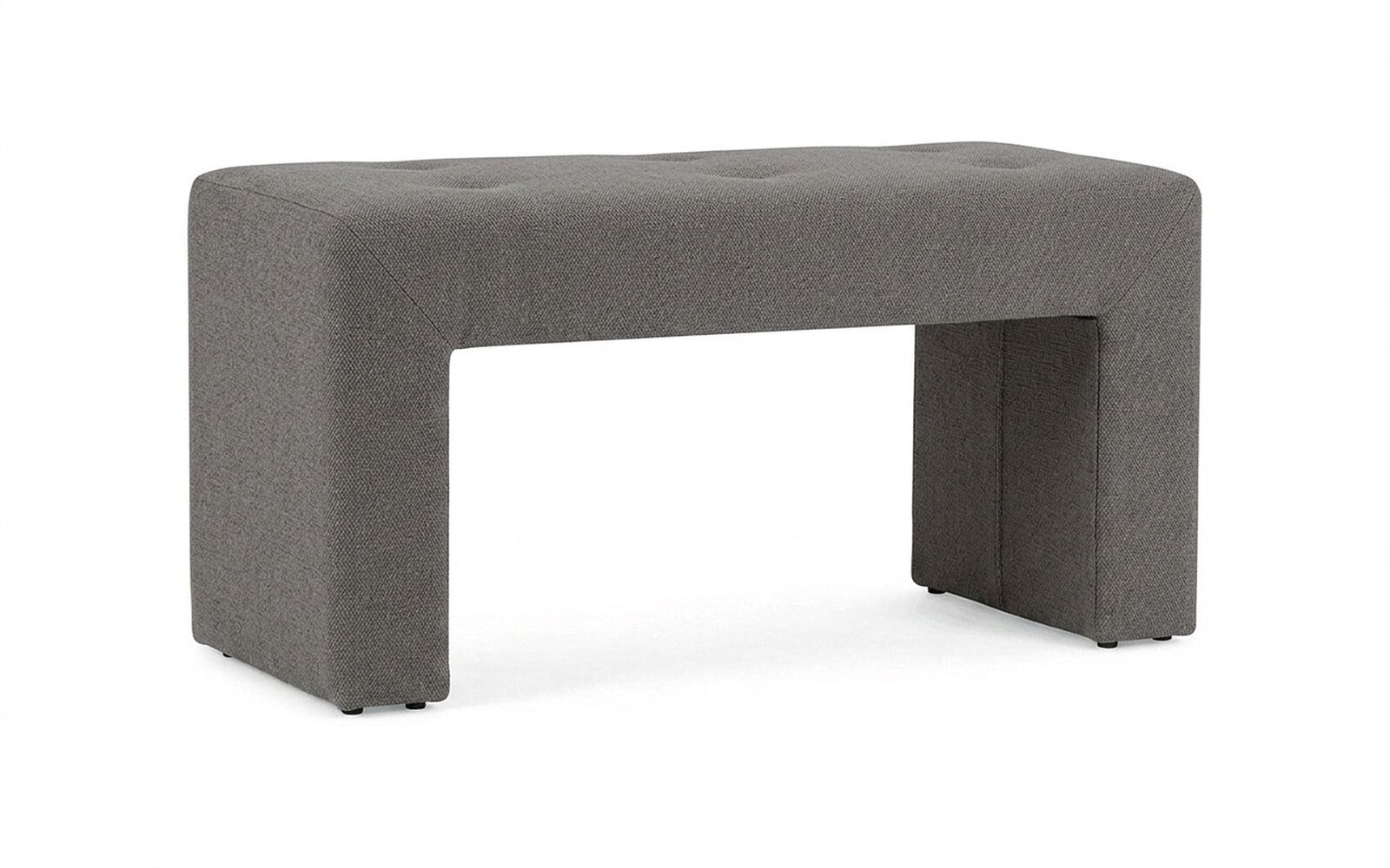 Enigma bench in Royal I Mist fabric, product photo on white background