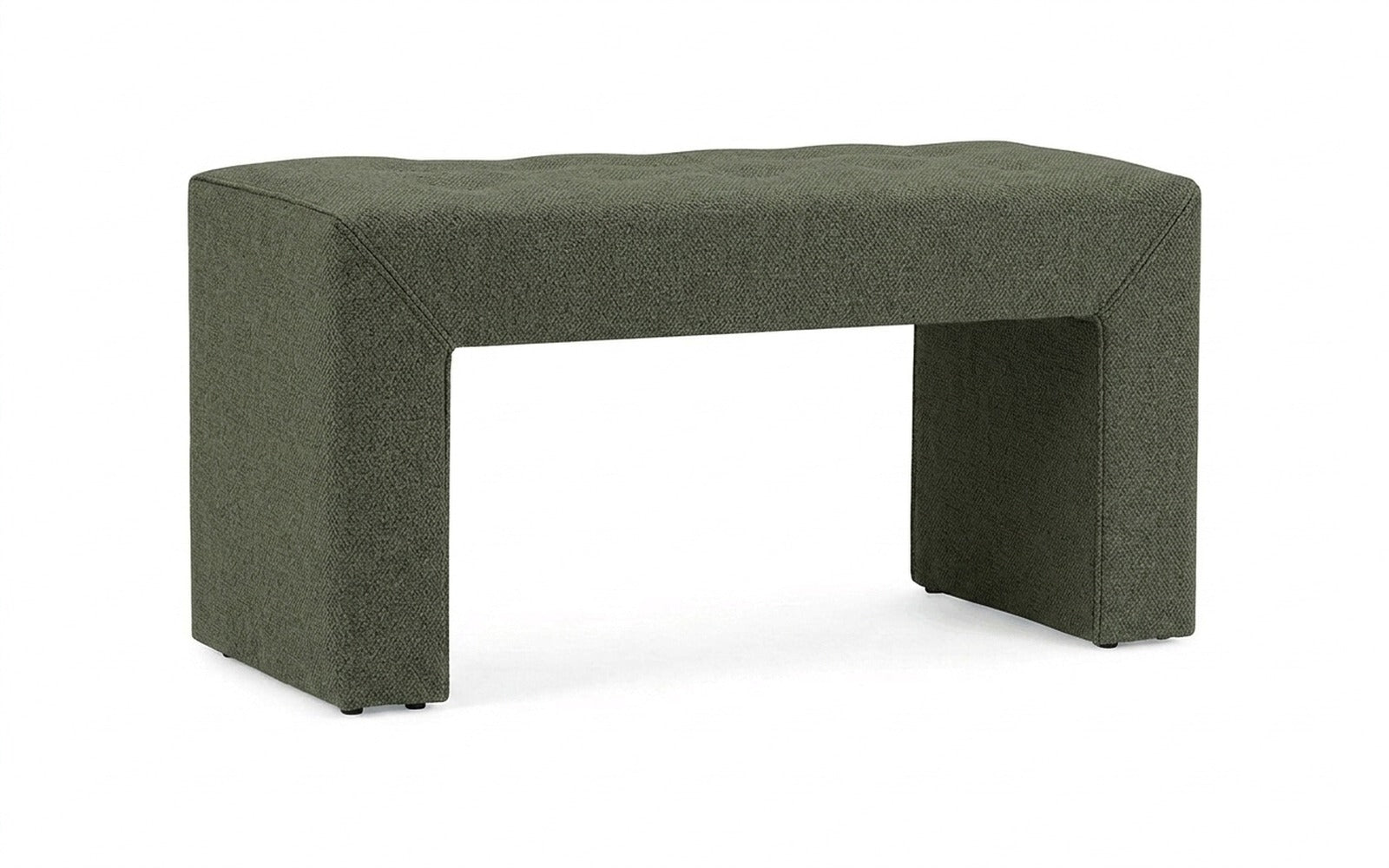 Enigma bench in Royal I Sherwood fabric, product photo on white background
