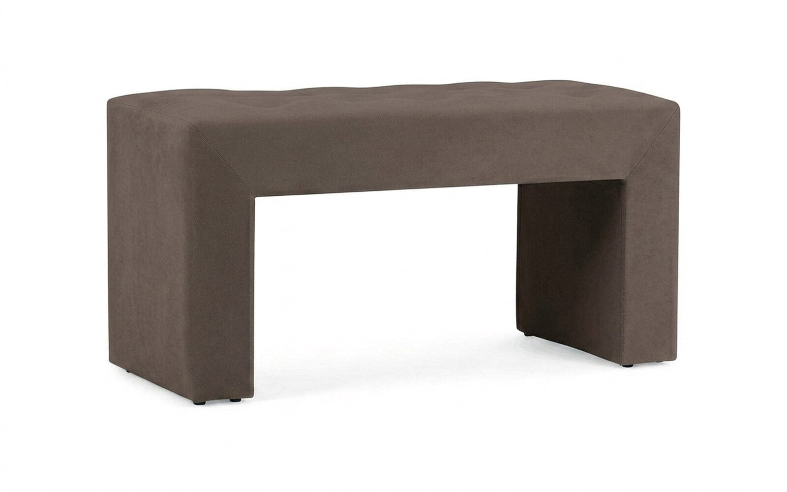 Enigma bench in Sky Velvet 02 fabric, product photo on white background