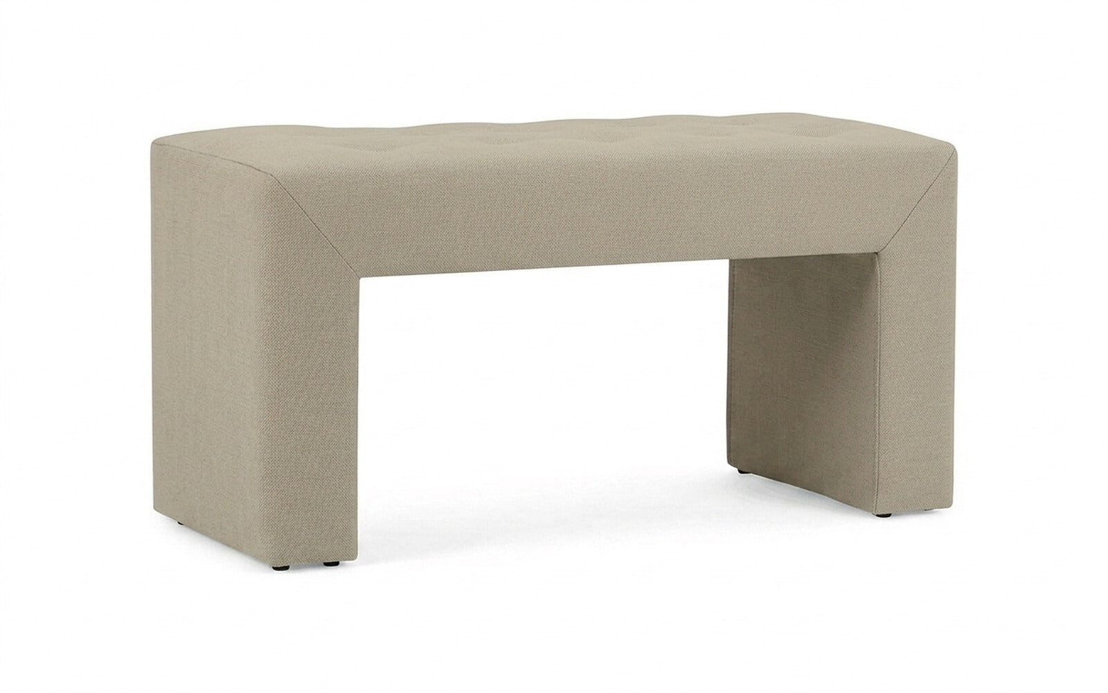 Enigma bench in Sky Velvet 03 fabric, product photo on white background