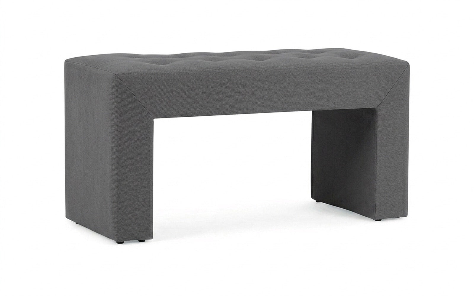 Enigma bench in Sky Velvet 08 fabric, product photo on white background