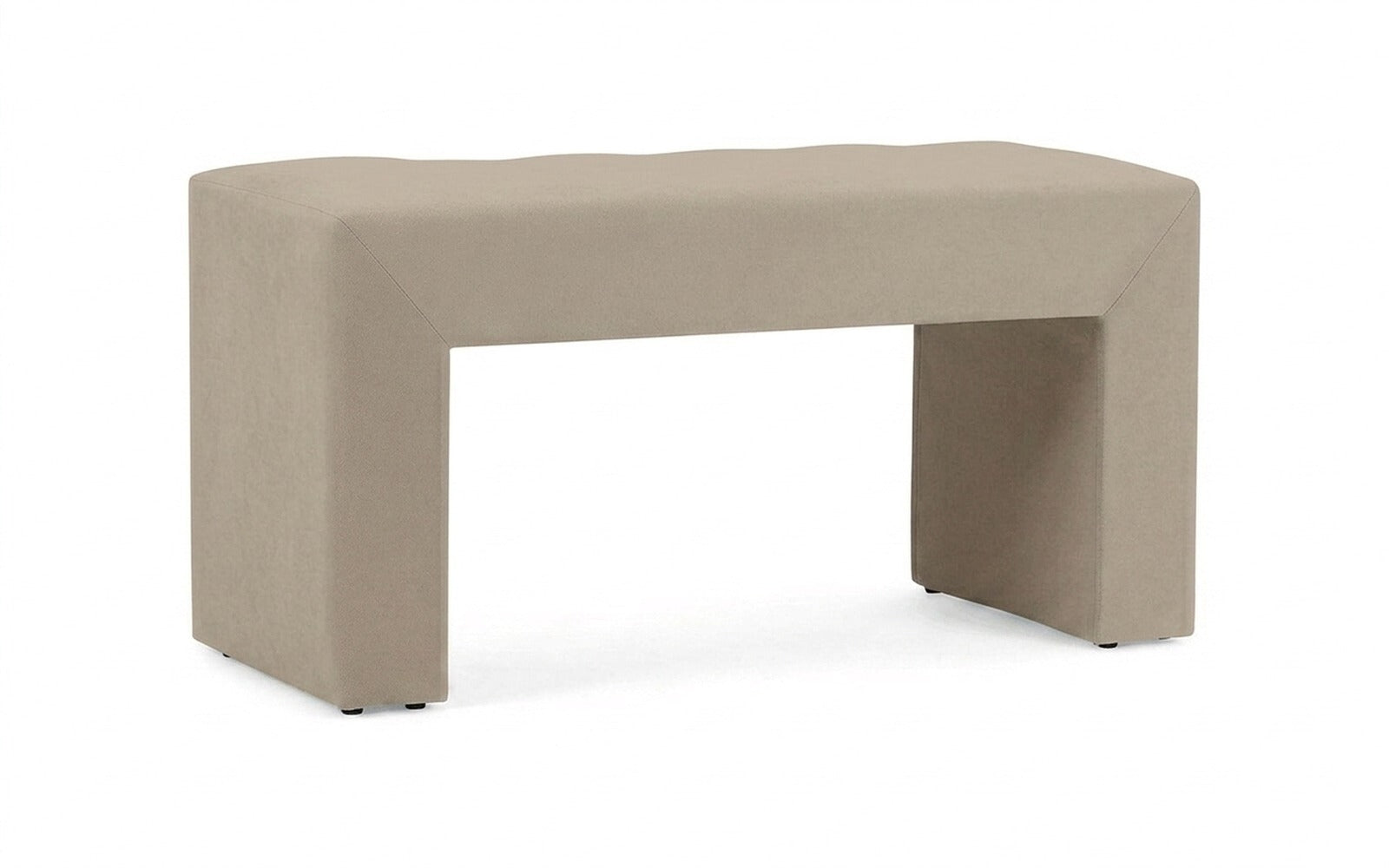 Enigma bench in Sky Velvet 21 fabric, product photo on white background