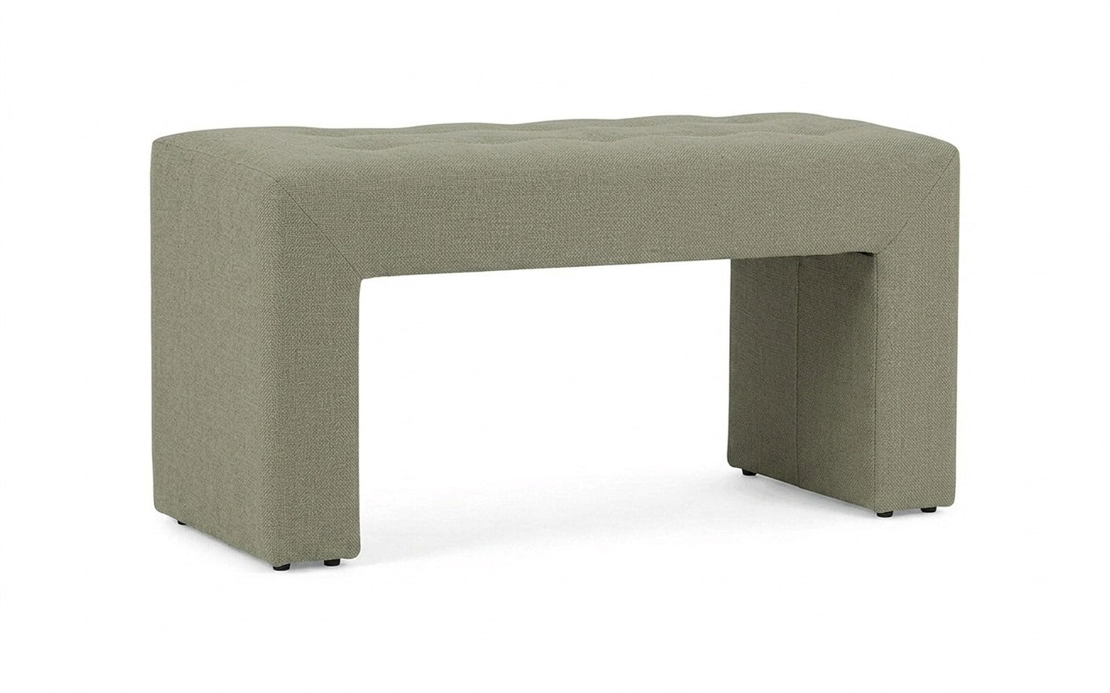 Enigma bench in Sky Velvet 251 fabric, product photo on white background
