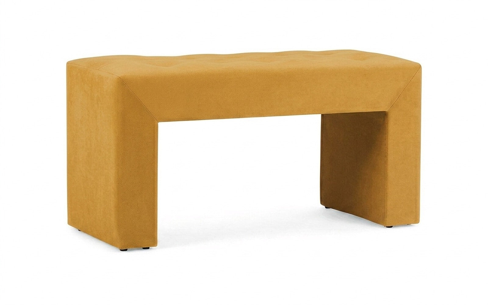 Enigma bench in Sky Velvet 30 fabric, product photo on white background