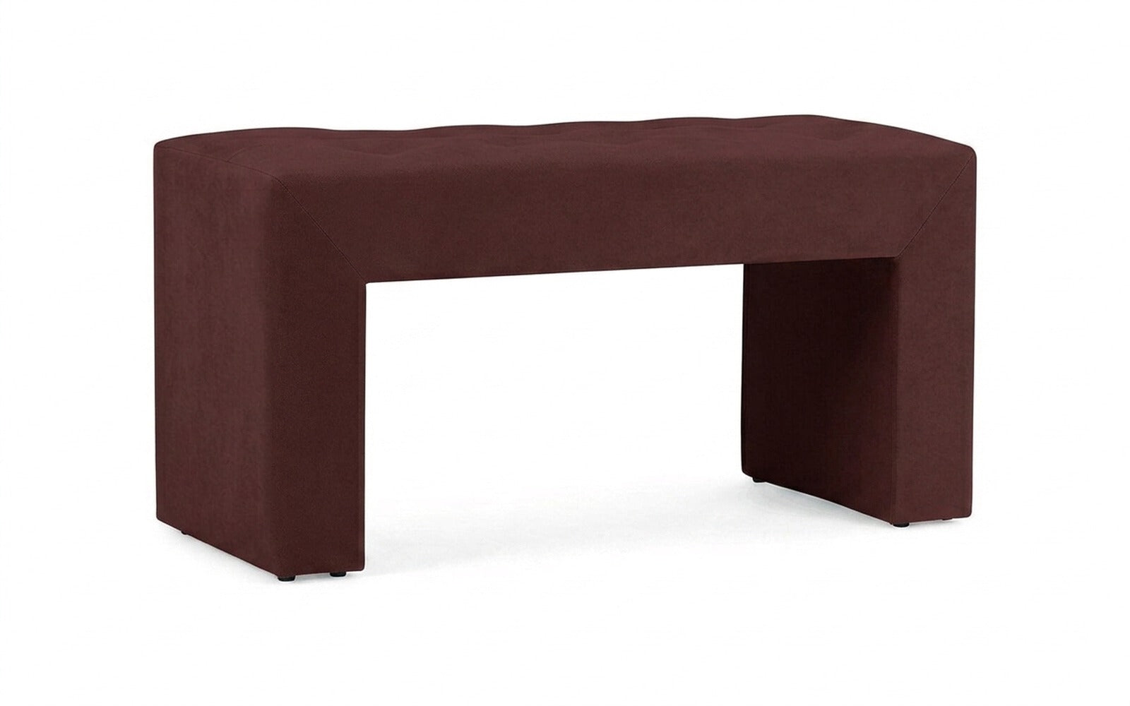 Enigma bench in Sky Velvet 32 fabric, product photo on white background