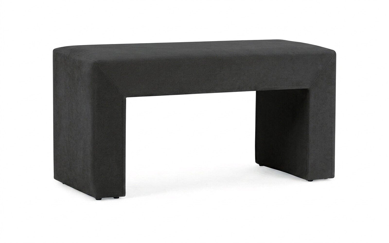 Enigma bench in Sky Velvet 38 fabric, product photo on white background