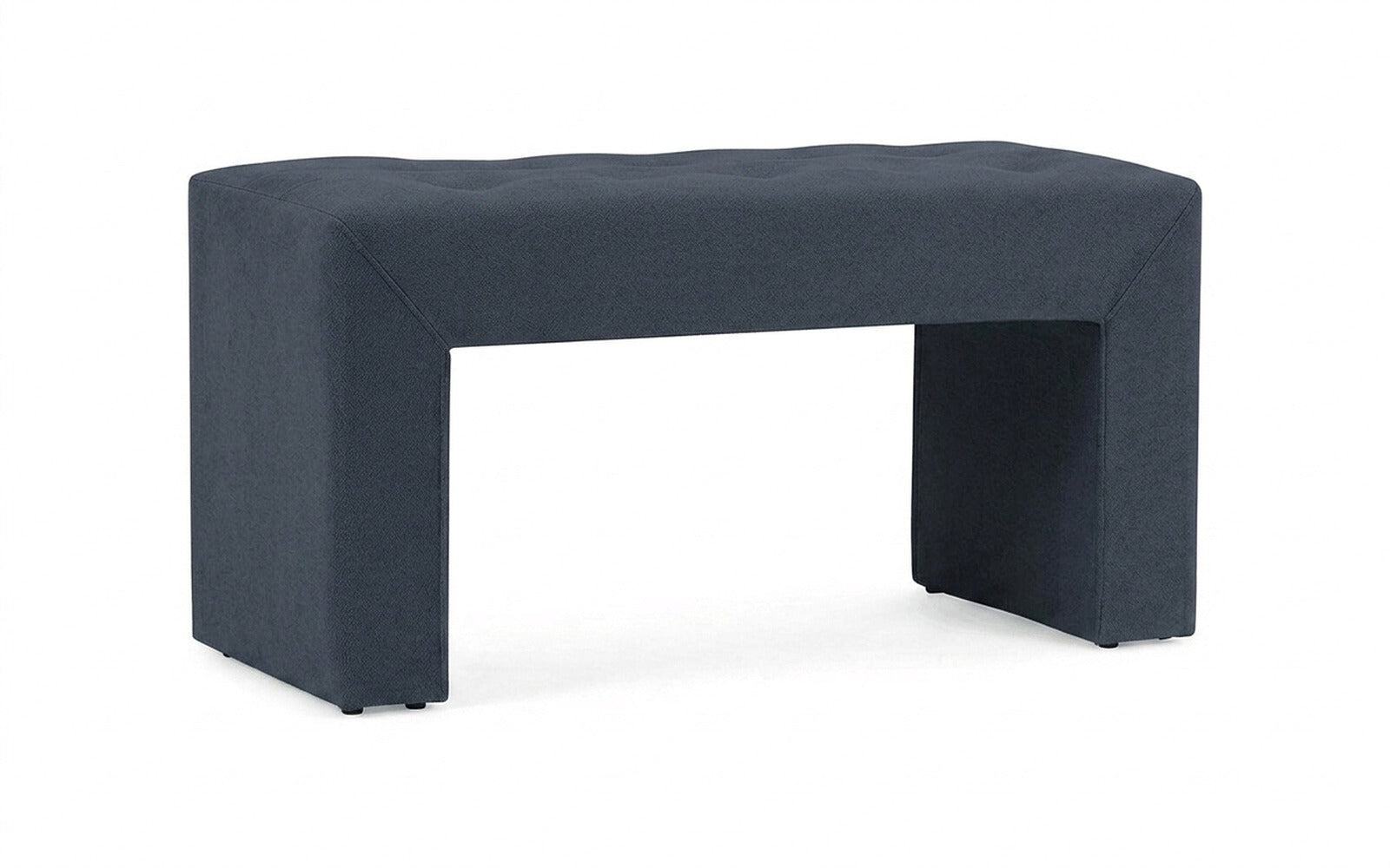Enigma bench in Sky Velvet 40 fabric, product photo on white background