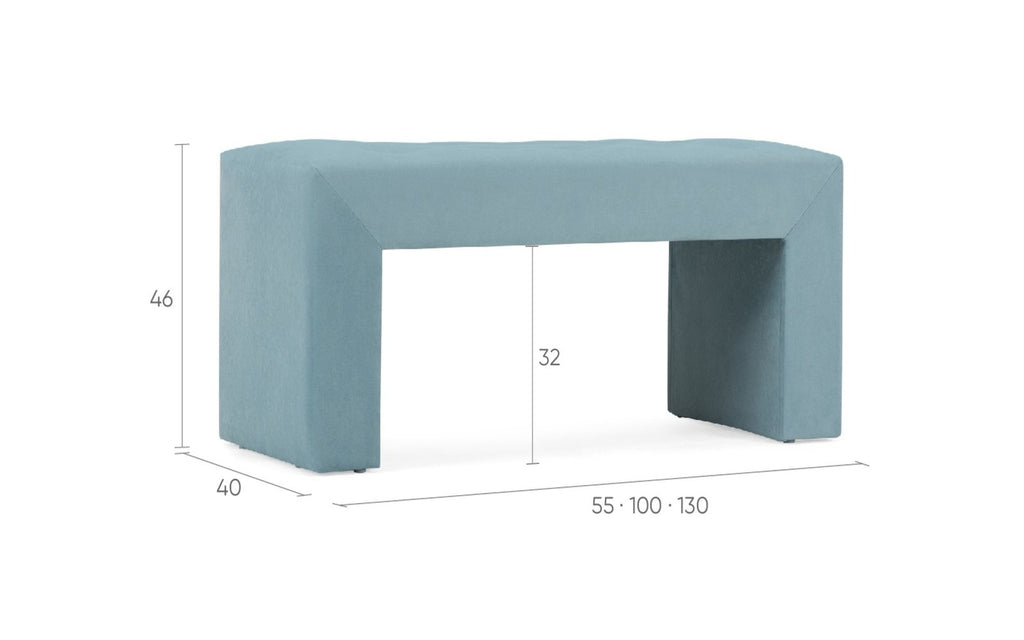 Enigma bedroom bench, product photo on white background, view 3