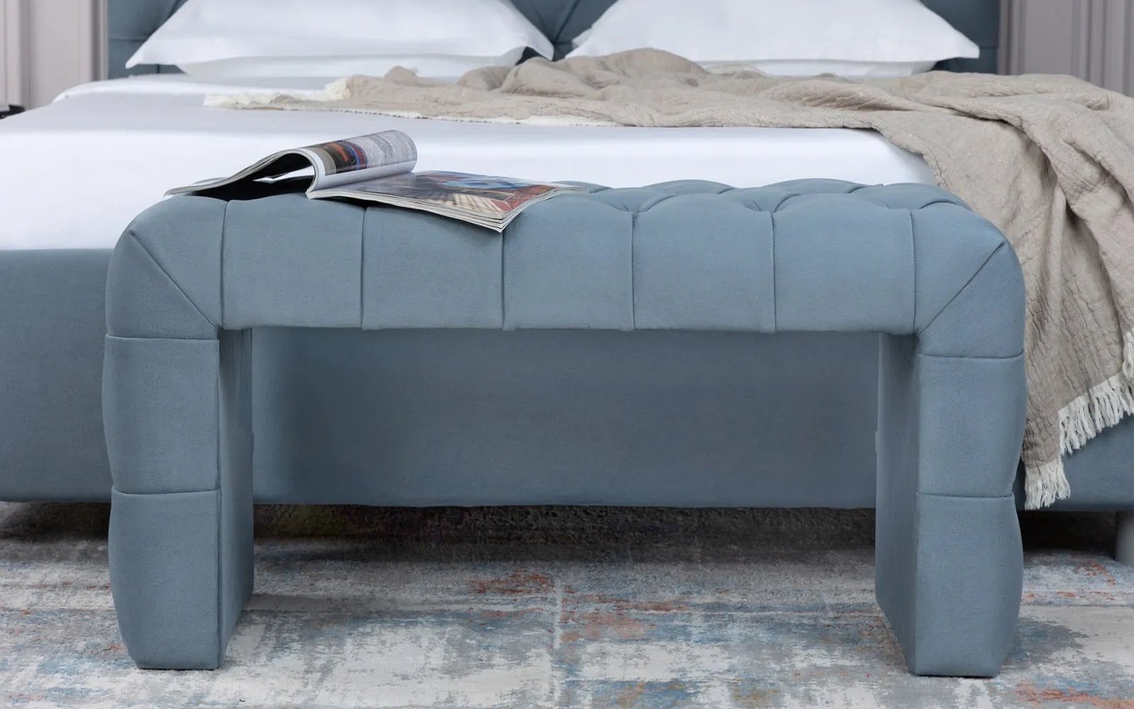 Greta bedroom bench in a bedroom interior, view 3