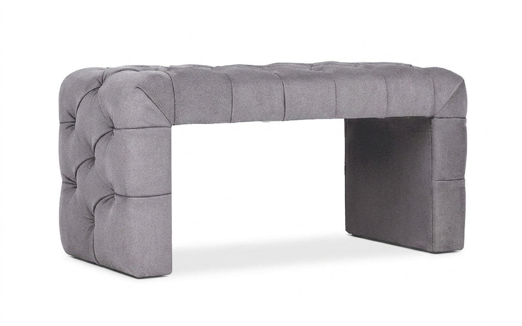 Greta bench in Aura 03 fabric, product photo on white background