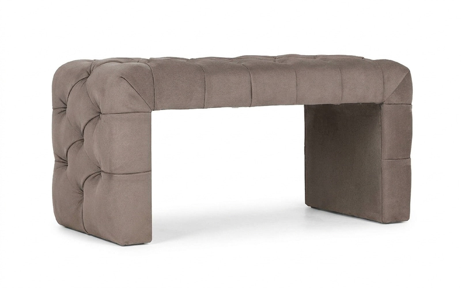 Greta bench in Sky Velvet 17 fabric, product photo on white background