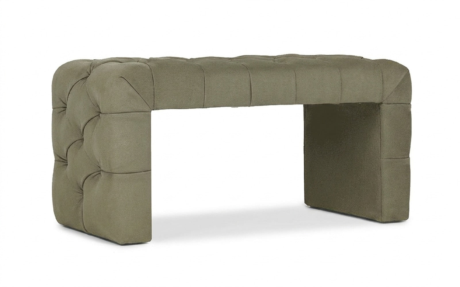 Greta bench in Sky Velvet 251 fabric, product photo on white background
